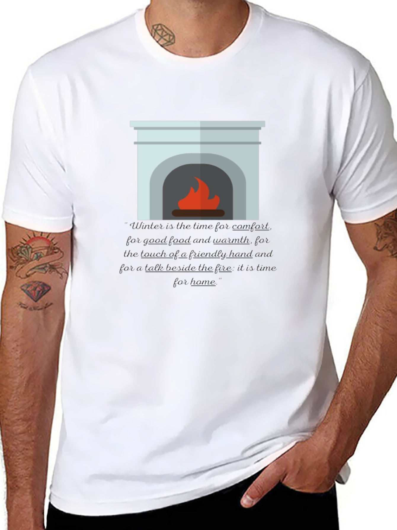 Black Cozy Fireplace Graphic Tee - Comfort & Style view 8