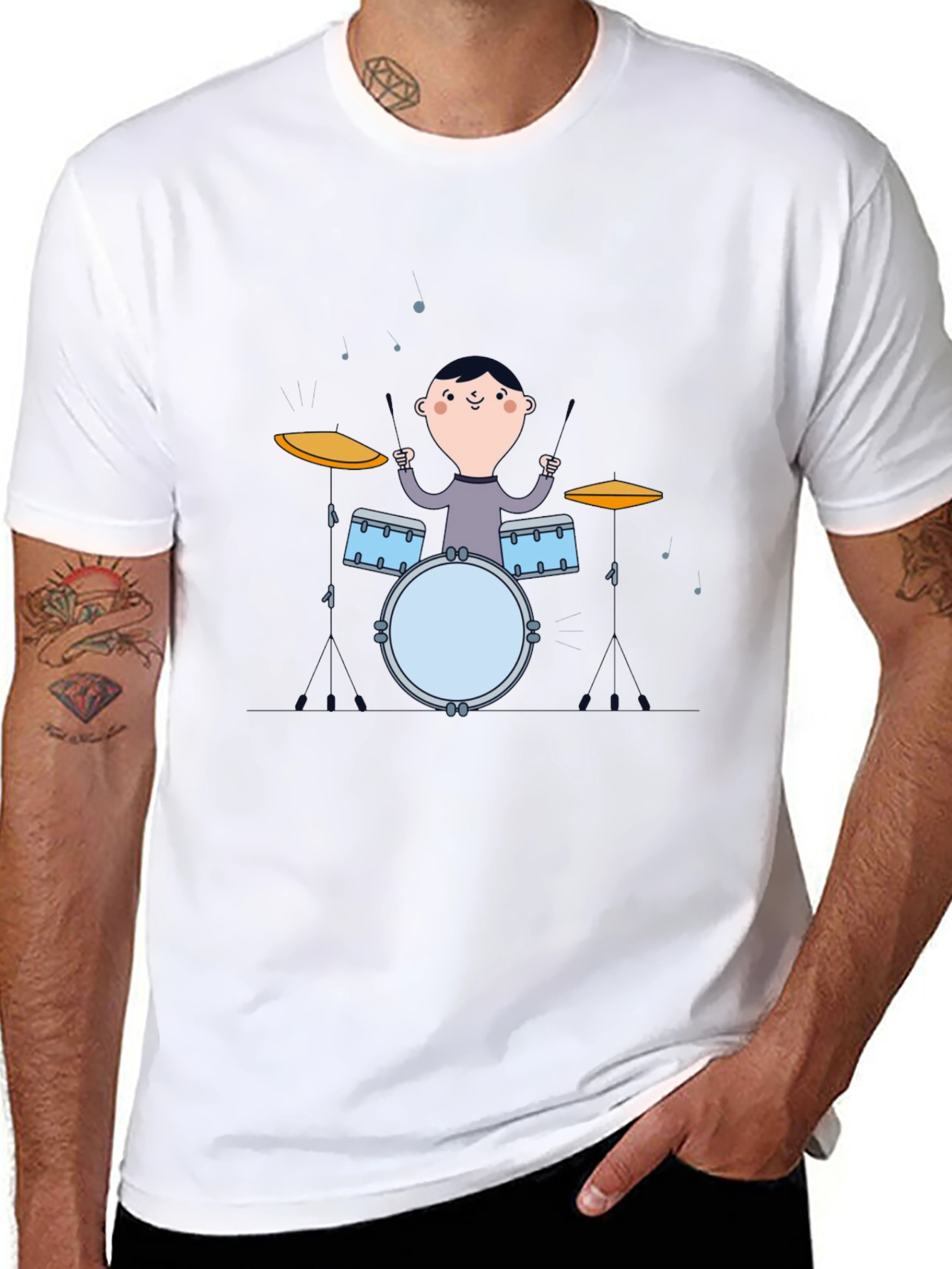 Black Drummer Boy Graphic Tee - Black Cotton T-Shirt view 8