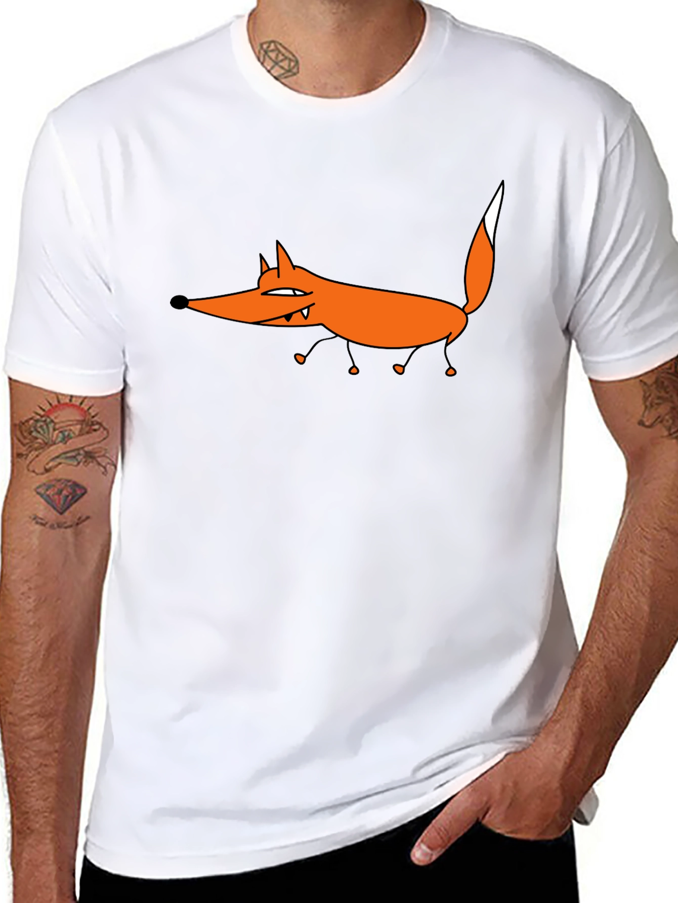 Black Funny Fox Graphic Tee - Black Short Sleeve T-Shirt view 8