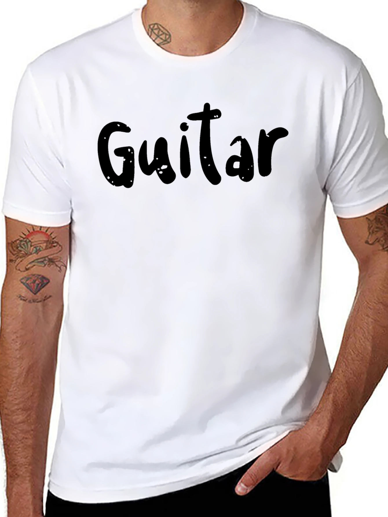 Black Guitar T-Shirt - Classic Black Tee view 8