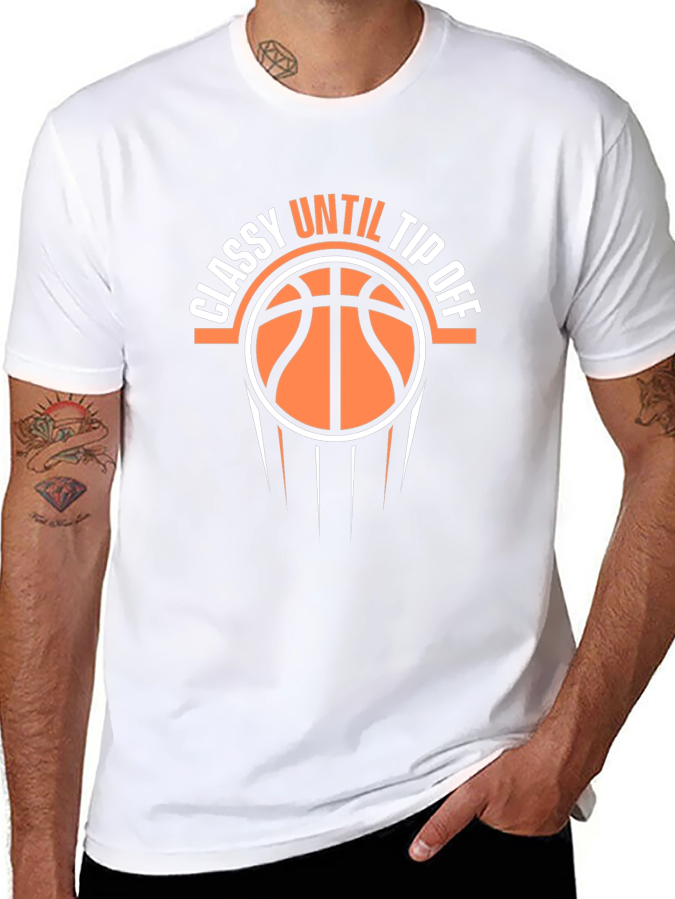 Black Classy Until Tip Off Basketball Graphic Tee view 8