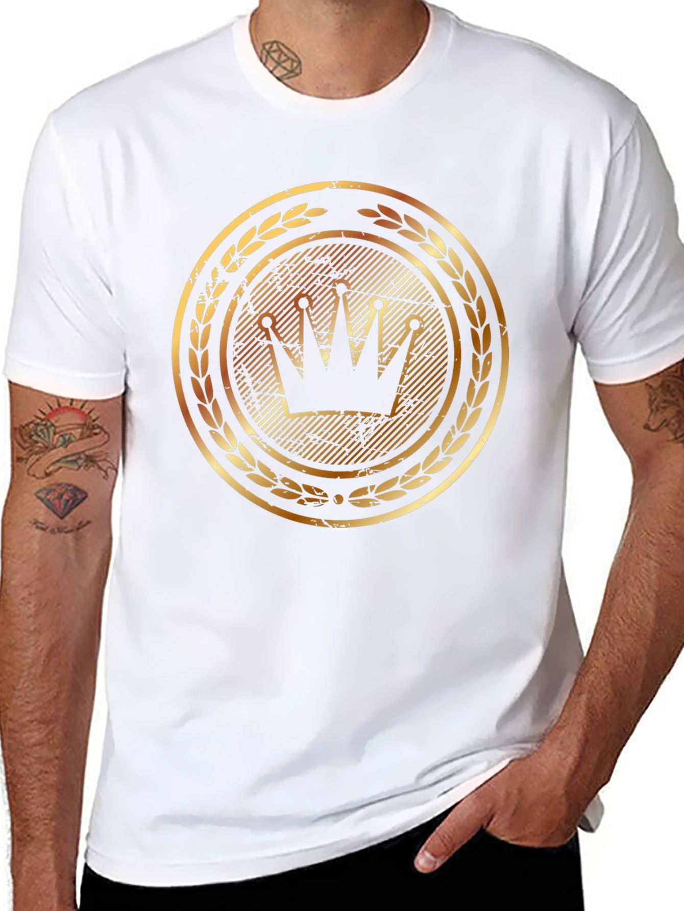 Black Golden Crown Graphic Tee - Stylish Men's Black T-Shirt view 8