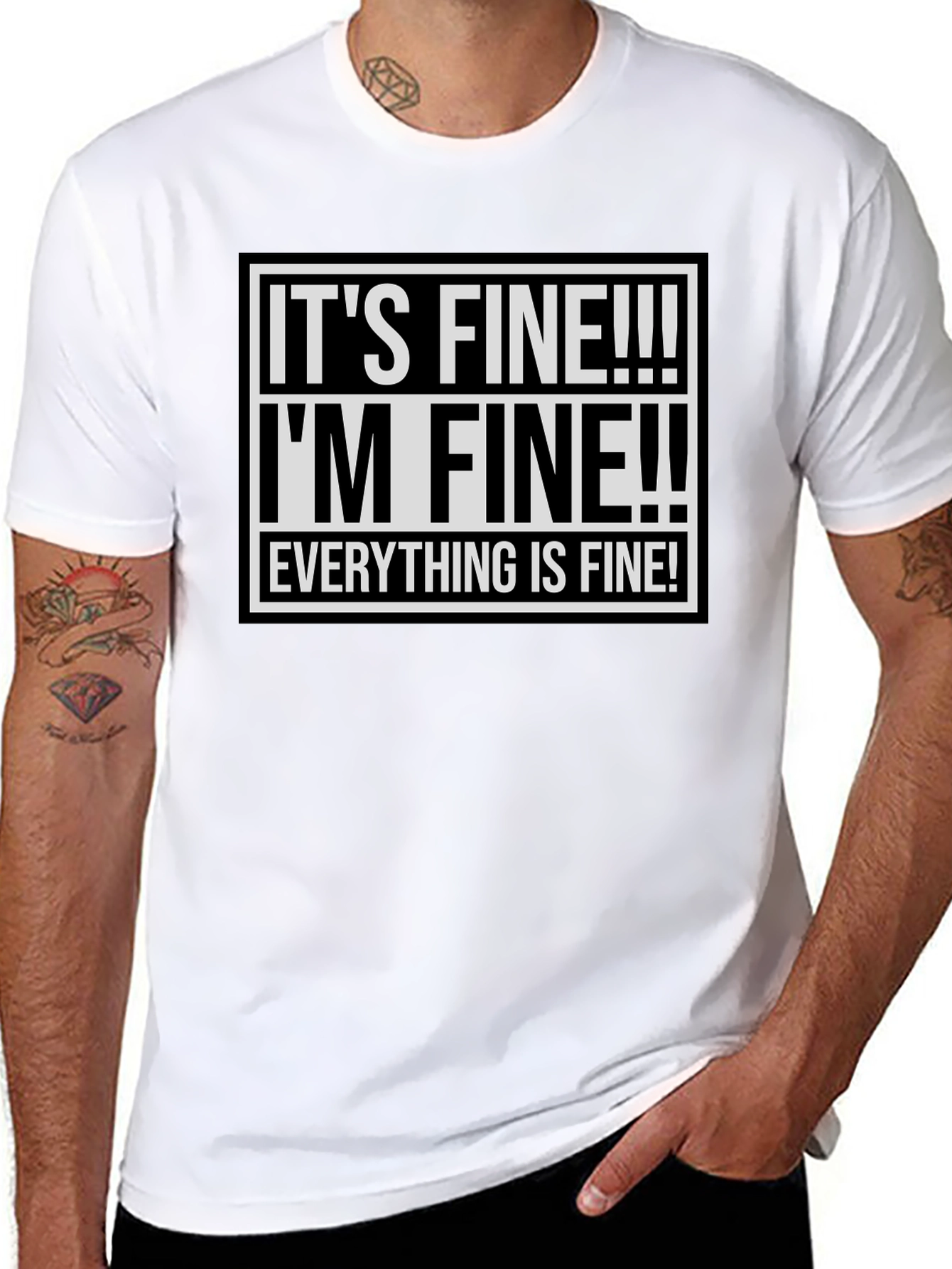Black It's Fine! Graphic Tee - Funny Sarcastic Shirt view 8