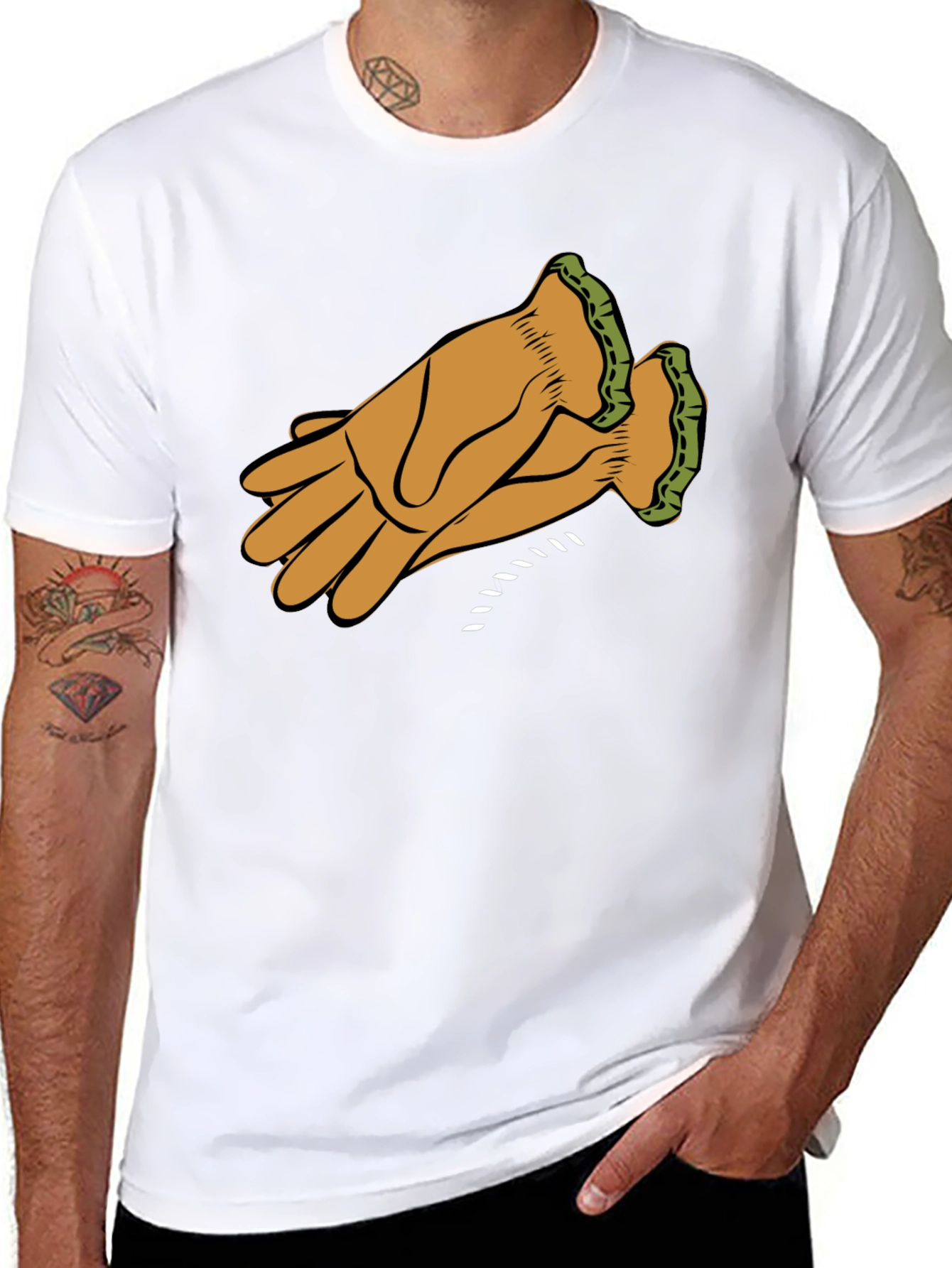 Black Leather Glove Graphic Tee - Black view 8