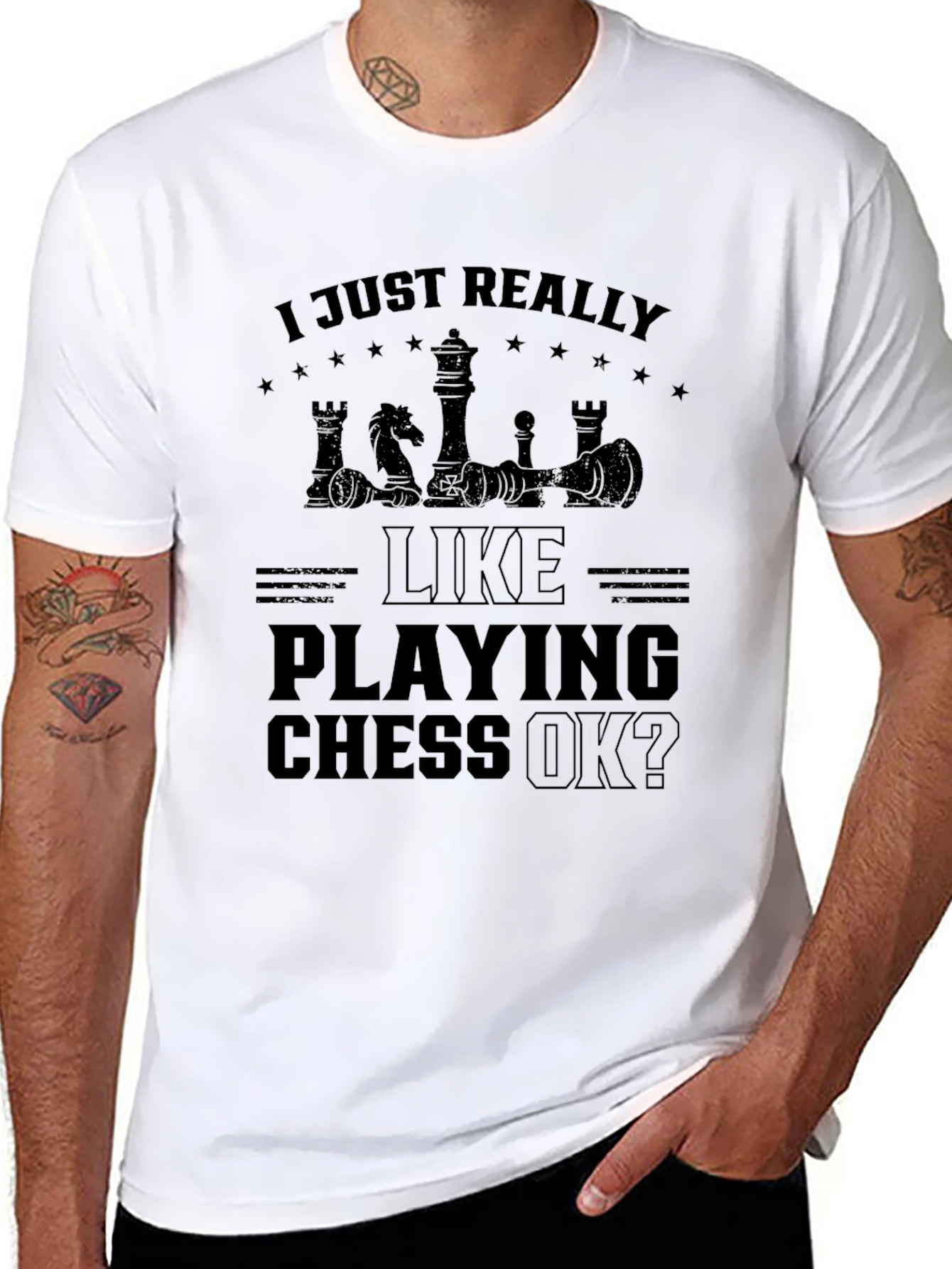 Black Chess Lover's T-Shirt: "I Just Really Like Playing Chess OK?" view 8