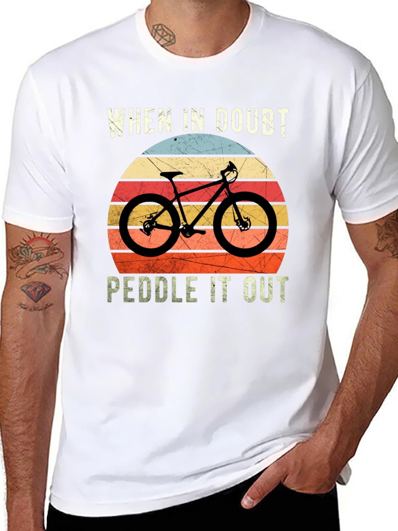 Black When In Doubt Peddle It Out T-Shirt view 8