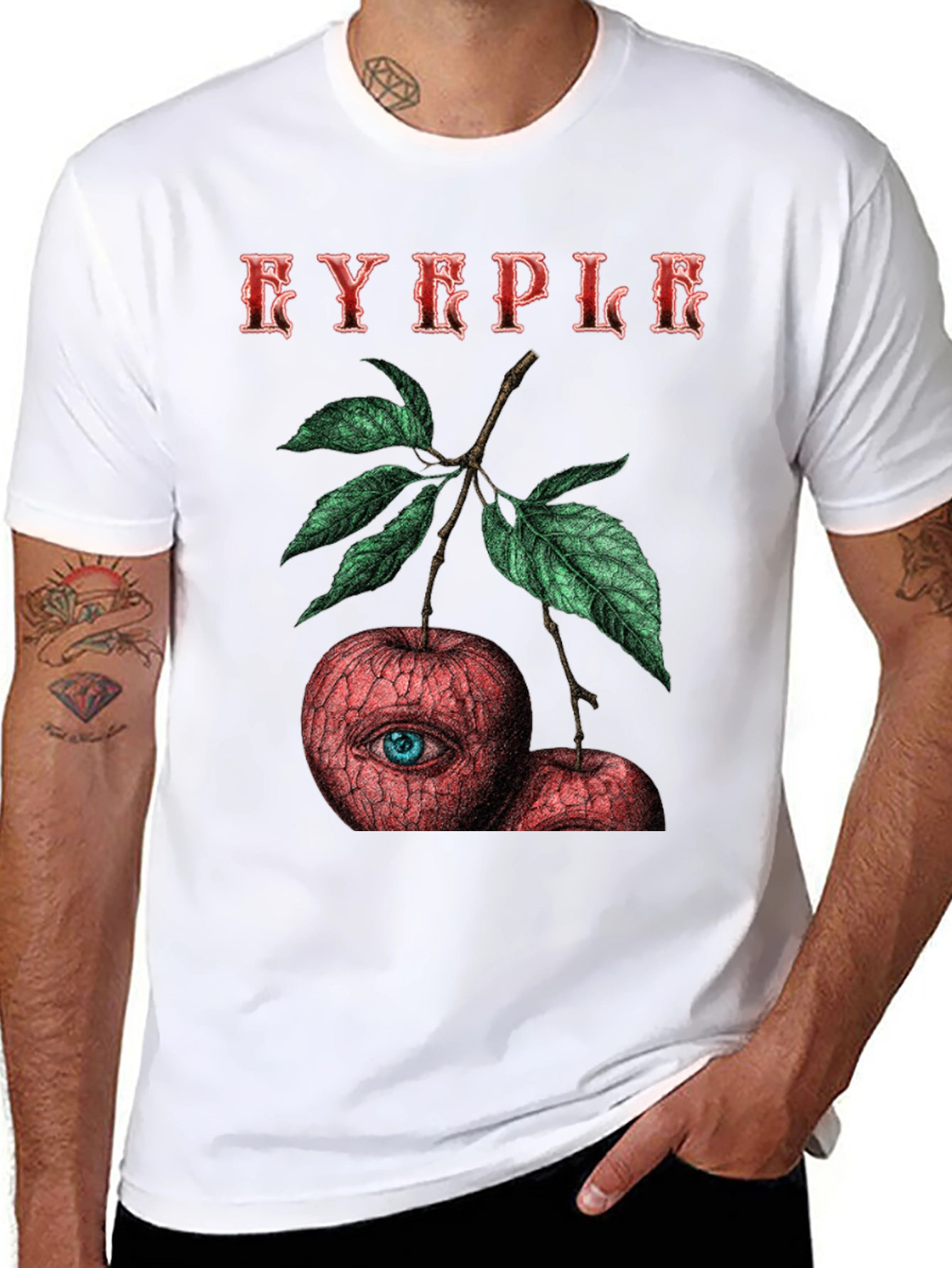 Black EYEPLE Graphic T-Shirt - Eye Apple Design view 8
