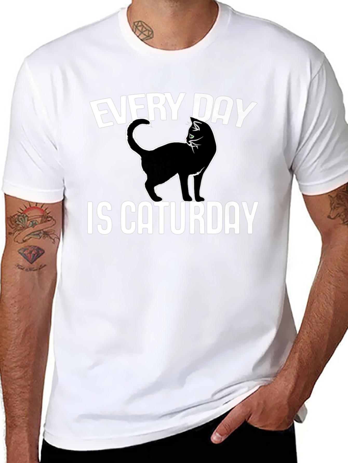 Black Every Day is Caturday Black T-Shirt view 8
