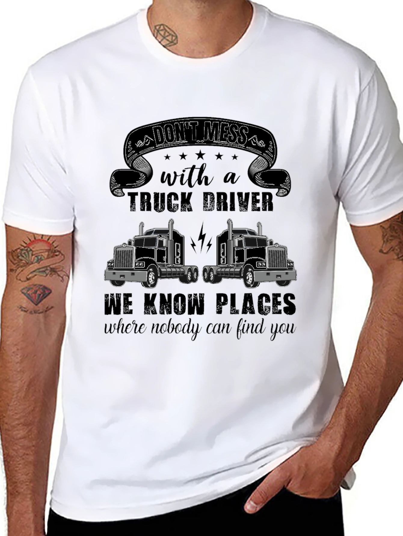 Black Don't Mess With a Truck Driver T-Shirt view 8