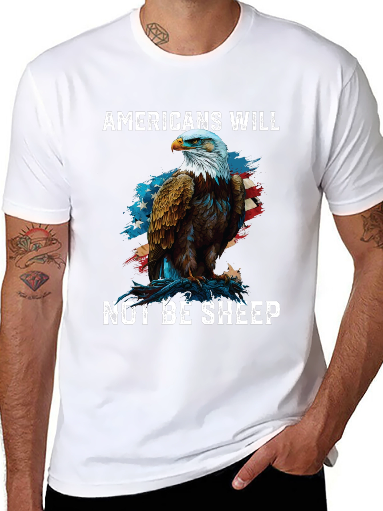 Black Americans Will Not Be Sheep Eagle Graphic Tee view 8