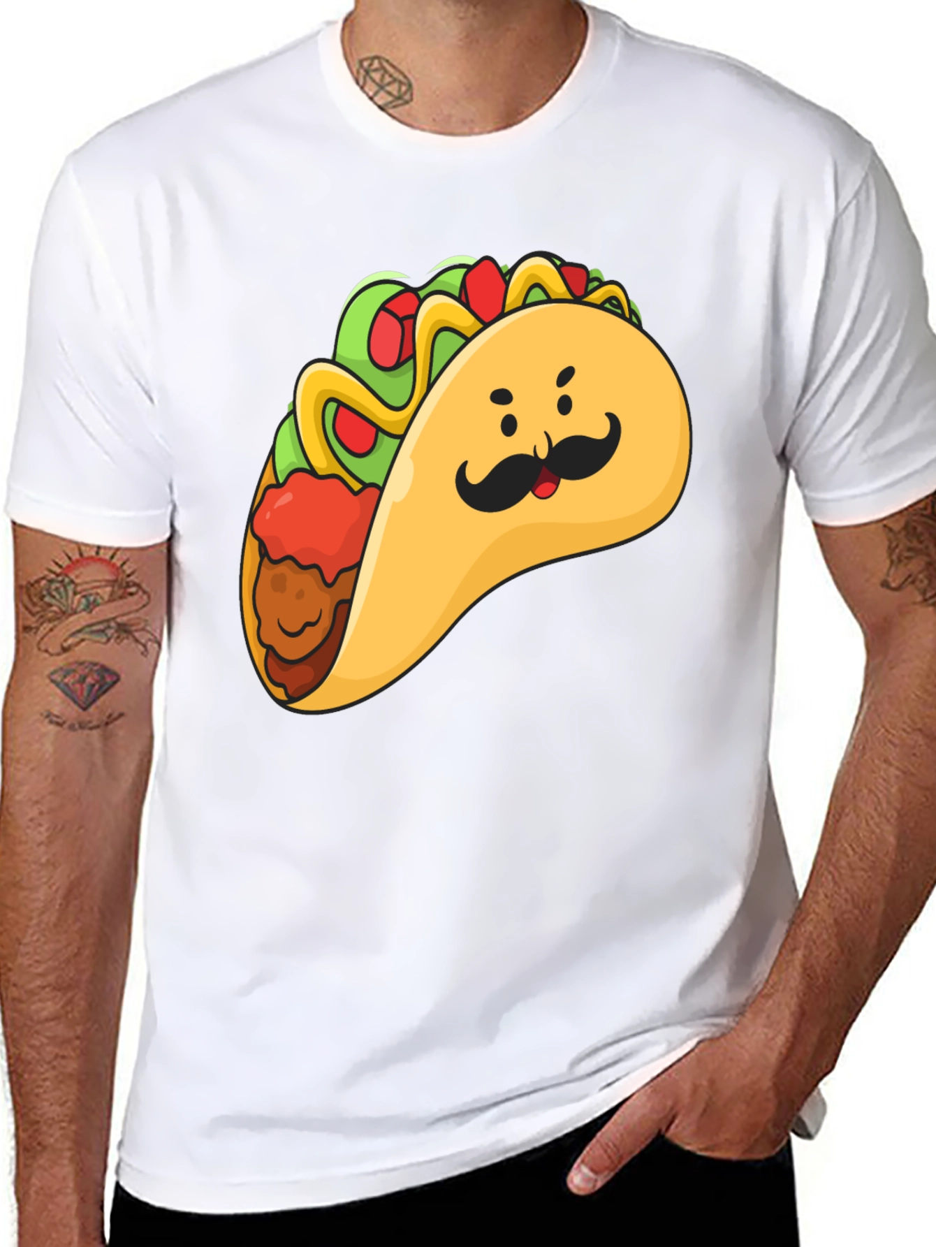 Black Taco Man Graphic Tee - Funny Foodie T-Shirt view 8