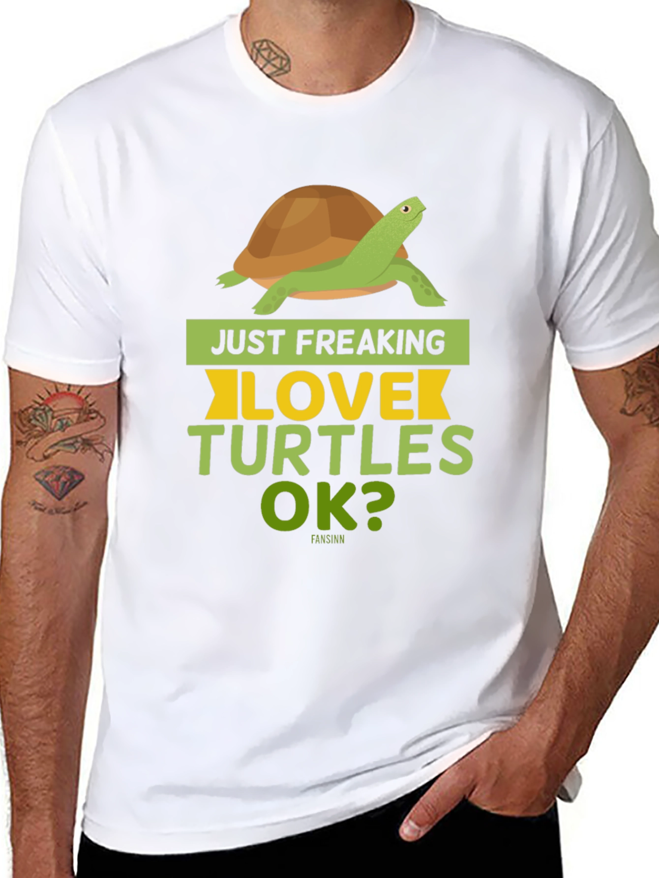 Black Just Freaking Love Turtles OK? T-Shirt view 8