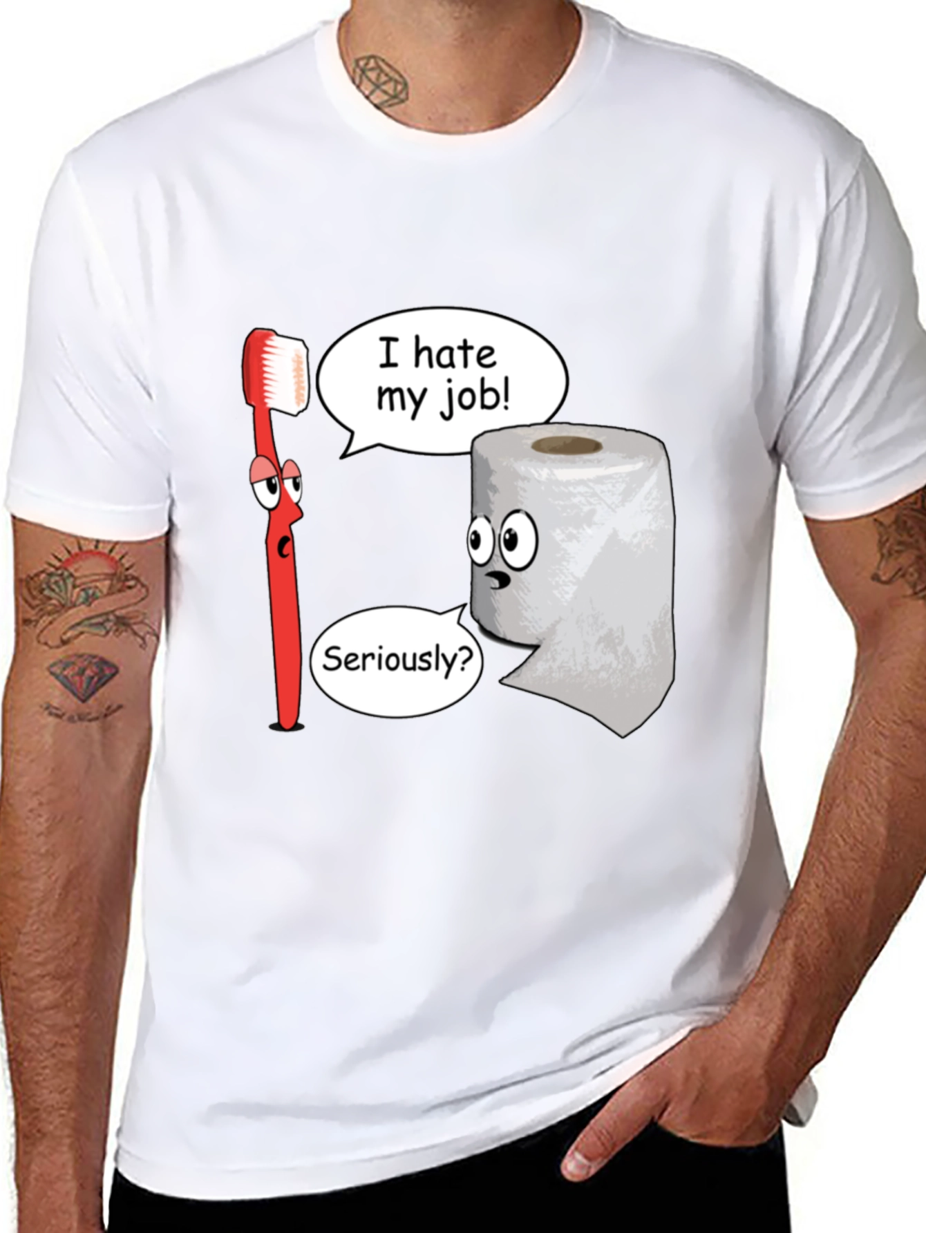 Black Funny Cartoon T-Shirt - I Hate My Job view 8