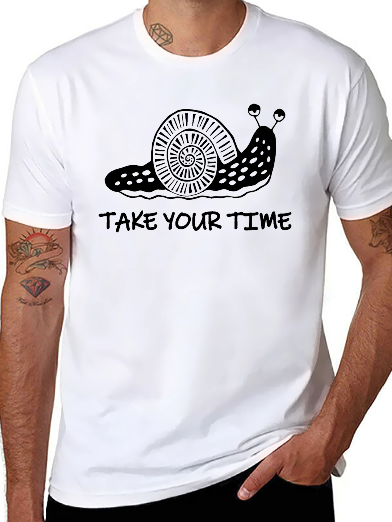 Black Take Your Time Snail T-Shirt - Unisex Black Tee view 8