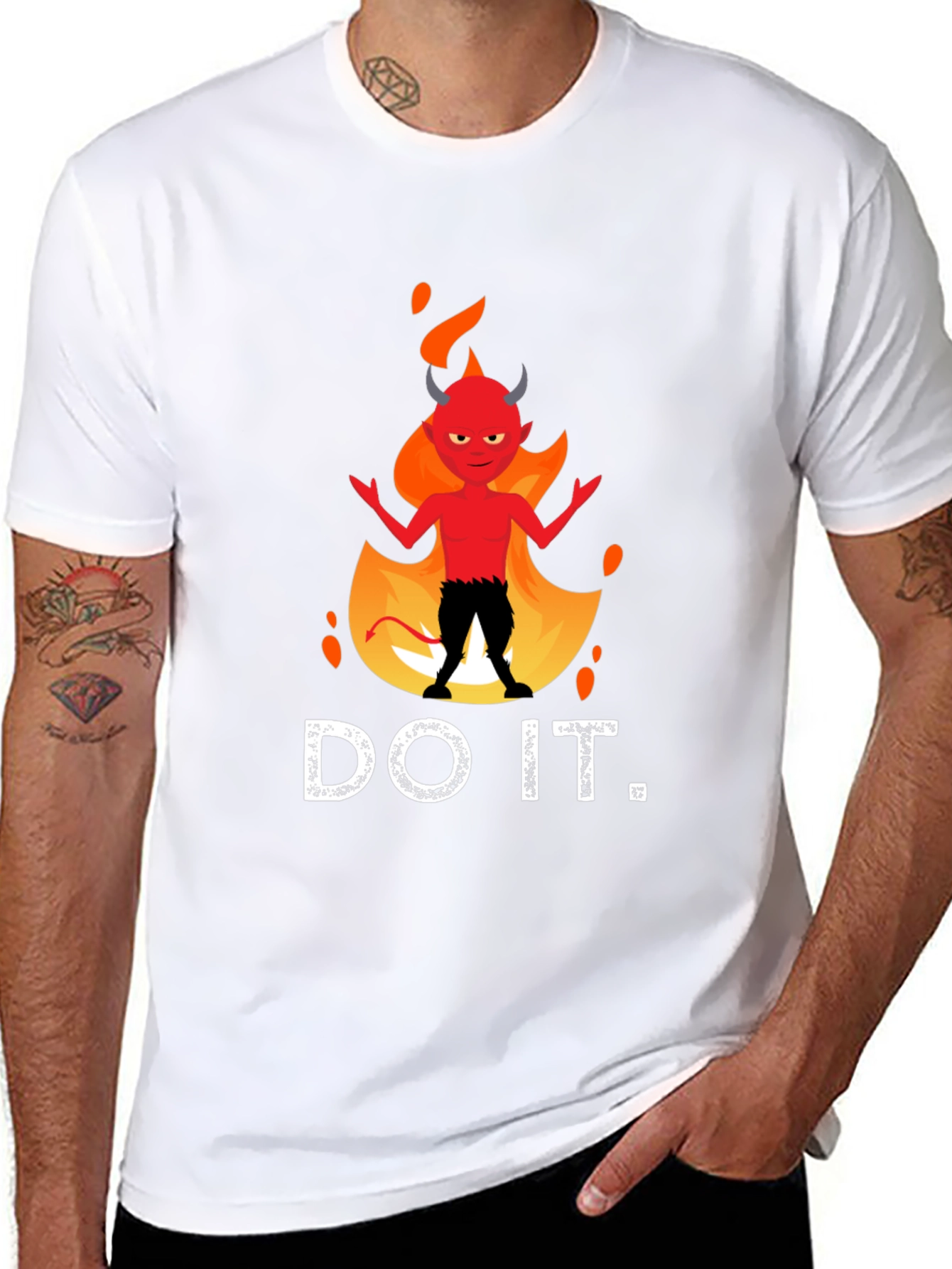 Black Do It Devil T-Shirt - Funny Graphic Tee view 8