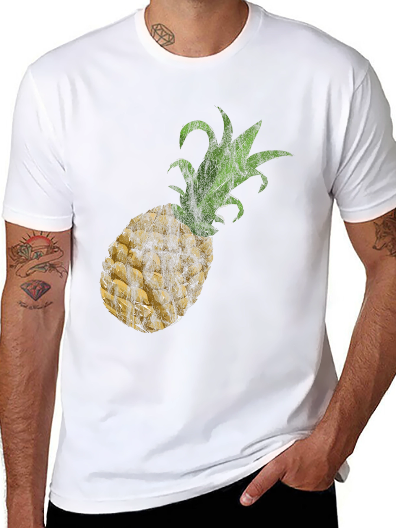 Black Pineapple Print Black Tee view 8
