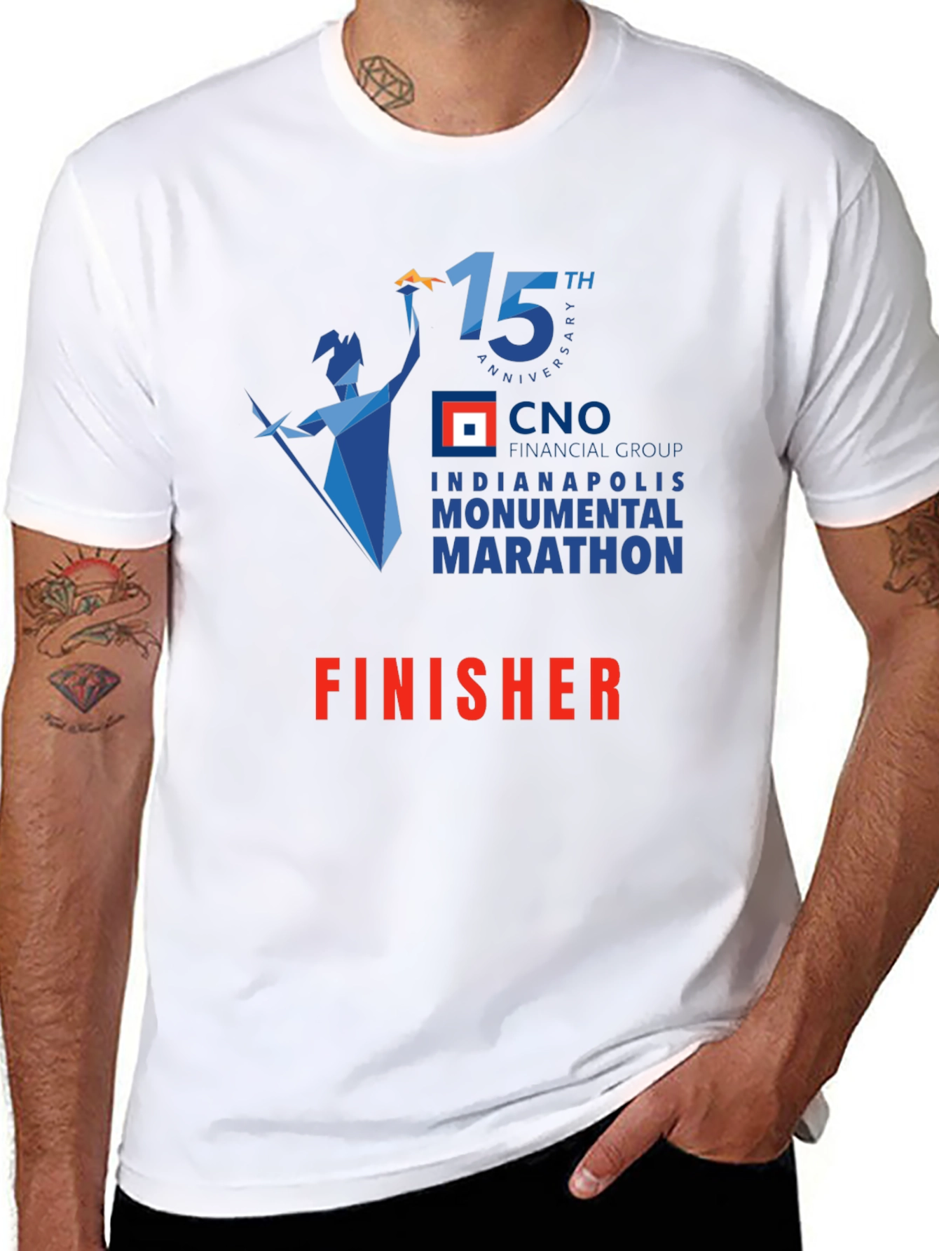 Black Indianapolis Marathon Finisher Black T-Shirt view 8