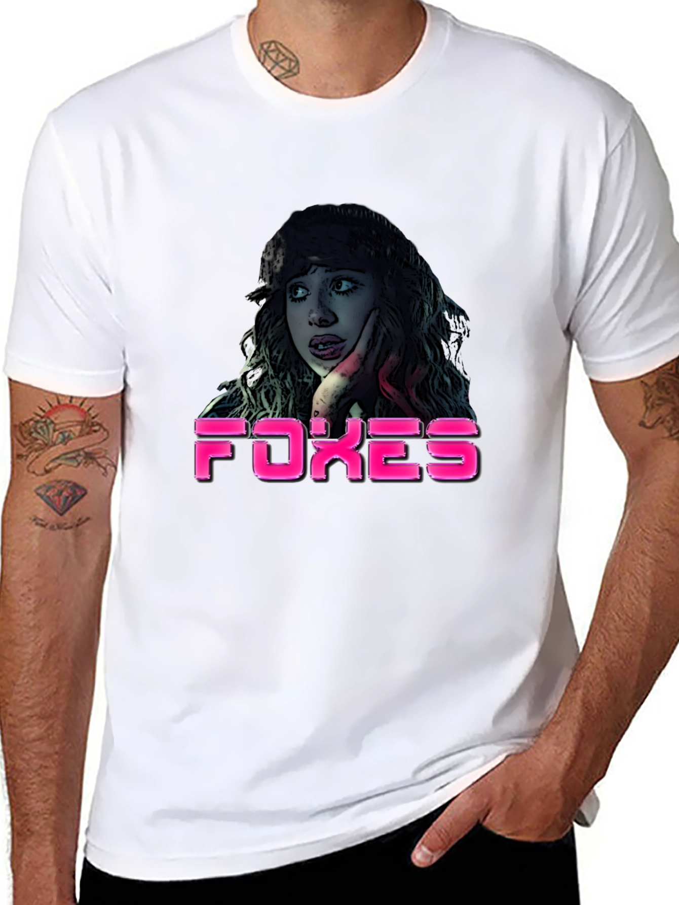 Black Foxes Graphic T-Shirt - Crew Neck, Short Sleeve view 8