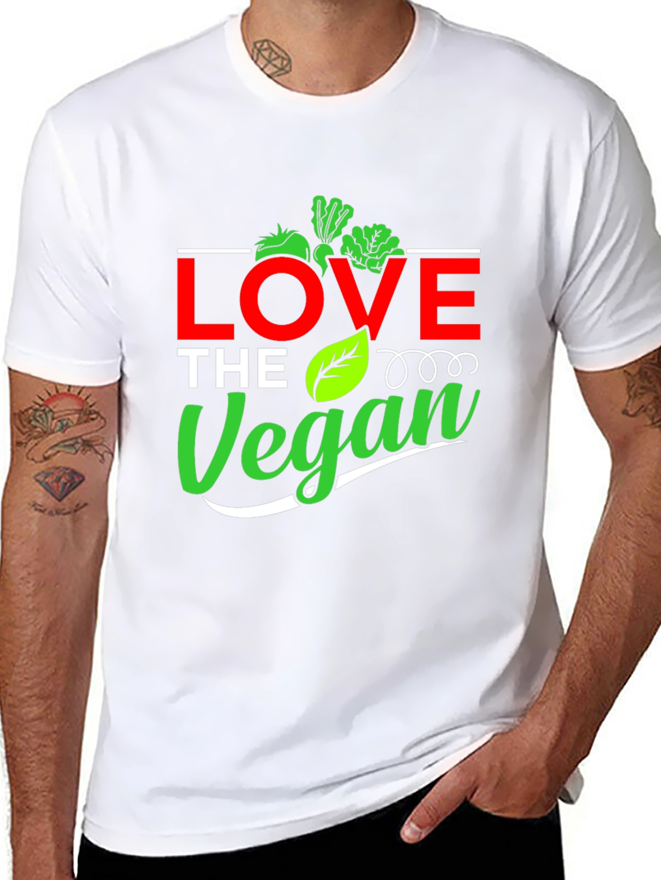 Black Love The Vegan Graphic Tee - Unisex Black T-Shirt view 8