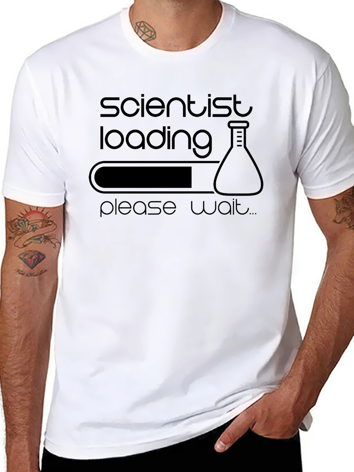 Black Scientist Loading Black Graphic T-Shirt view 8