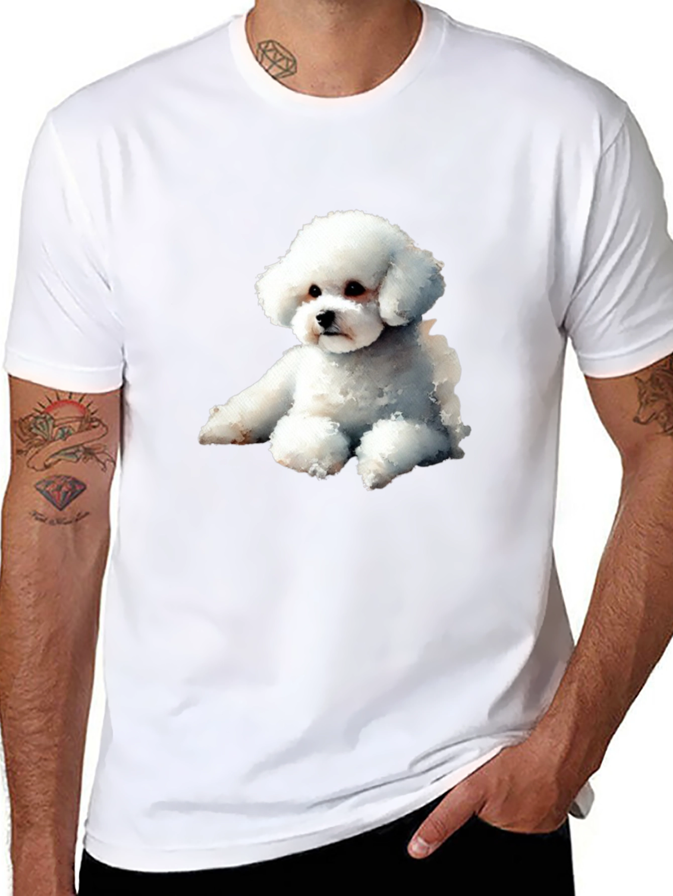Black Cute Dog Graphic Tee - Black Cotton Blend T-Shirt view 8