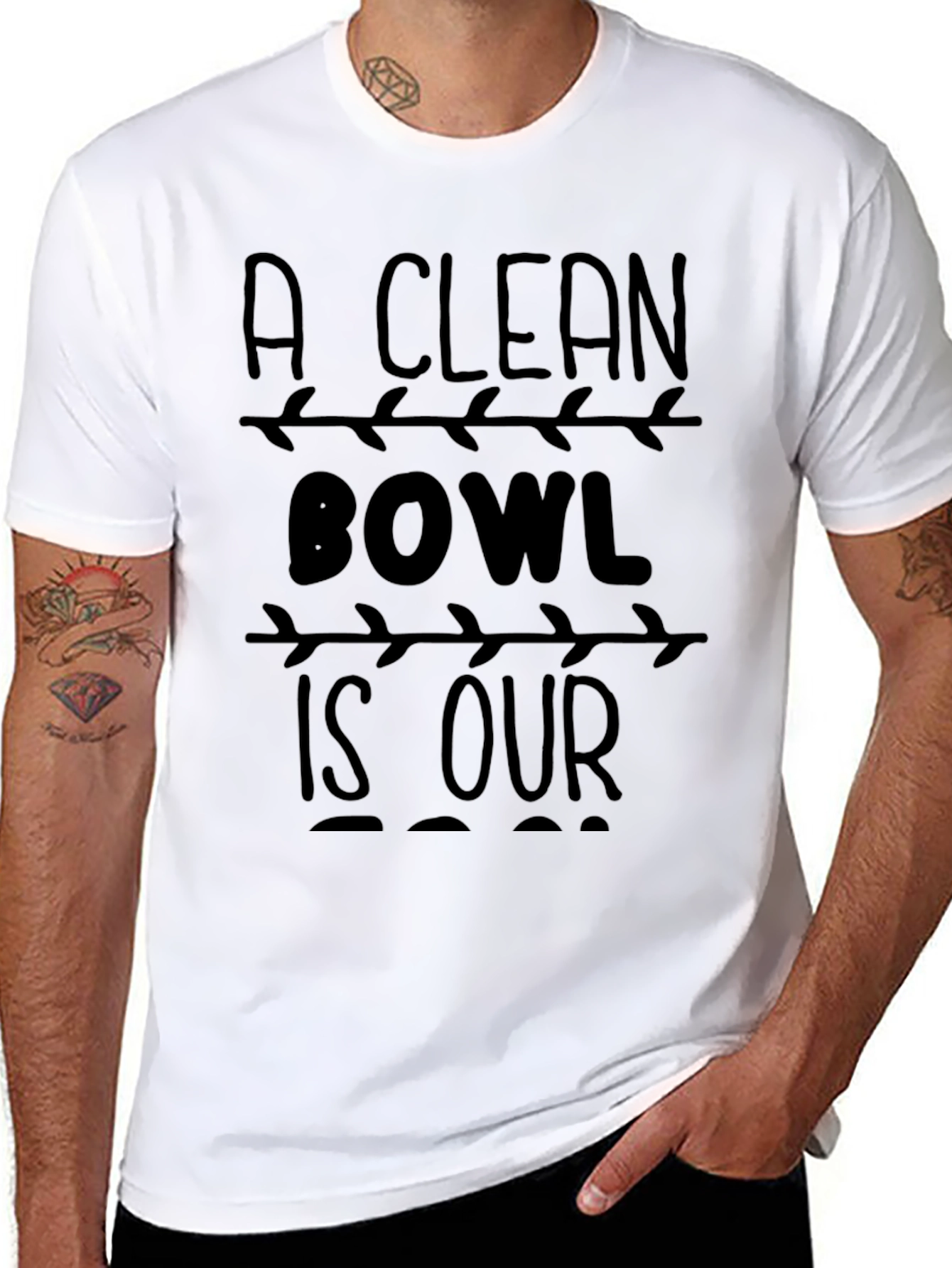 Black A Clean Bowl T-Shirt Funny Humor Graphic Tee view 8