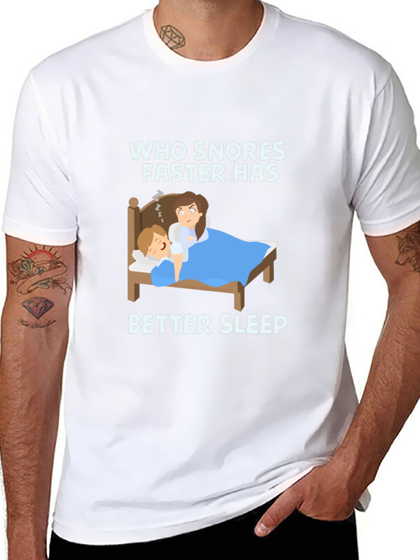 Black Funny Snoring T-Shirt - Better Sleep Design view 8