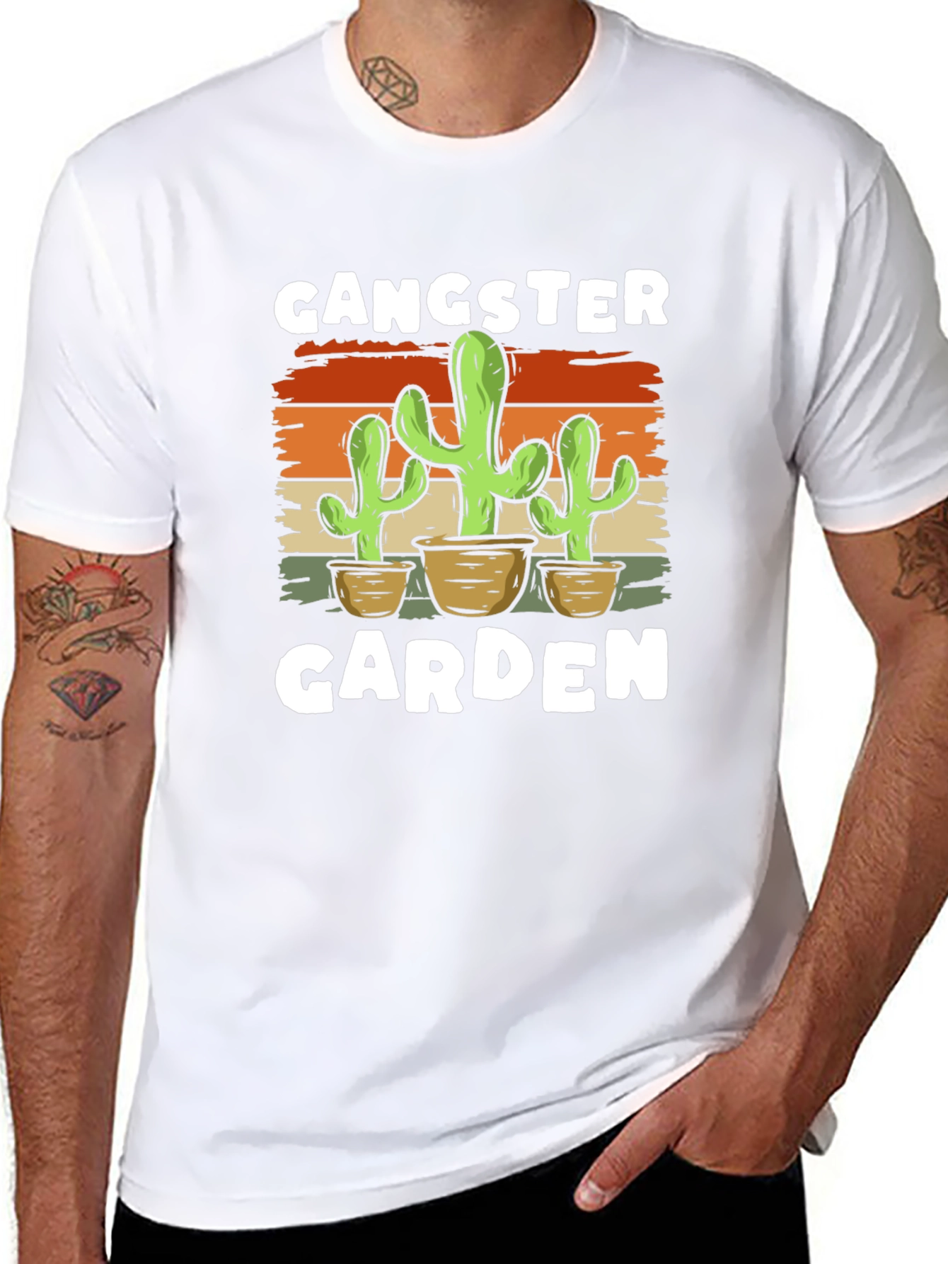 Black Gangster Garden Cactus Graphic T-Shirt view 8