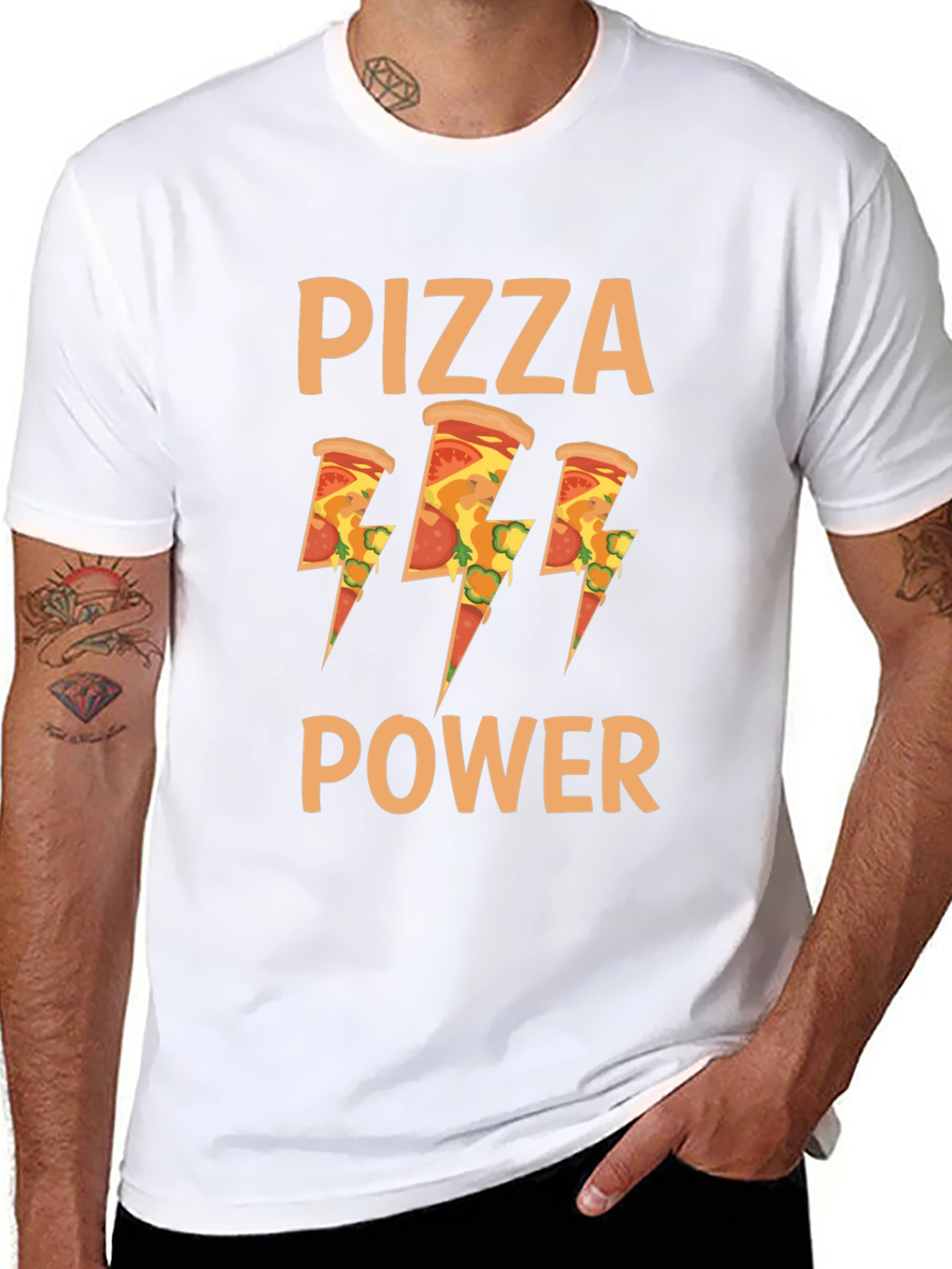 Black Pizza Power Graphic T-Shirt - Mens Black Tee view 8