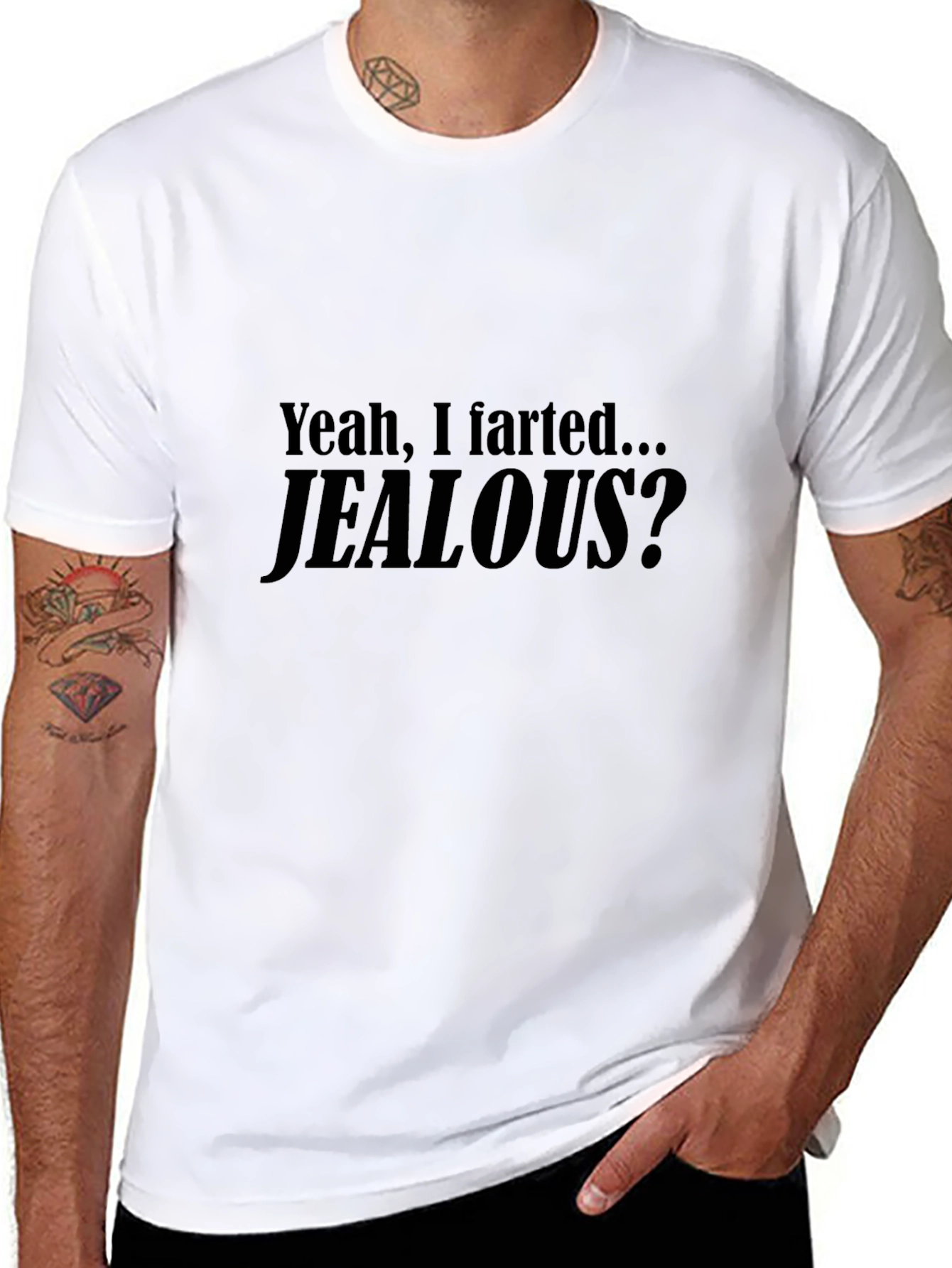 Black Funny "Yeah, I Farted... Jealous?" Black T-Shirt view 8