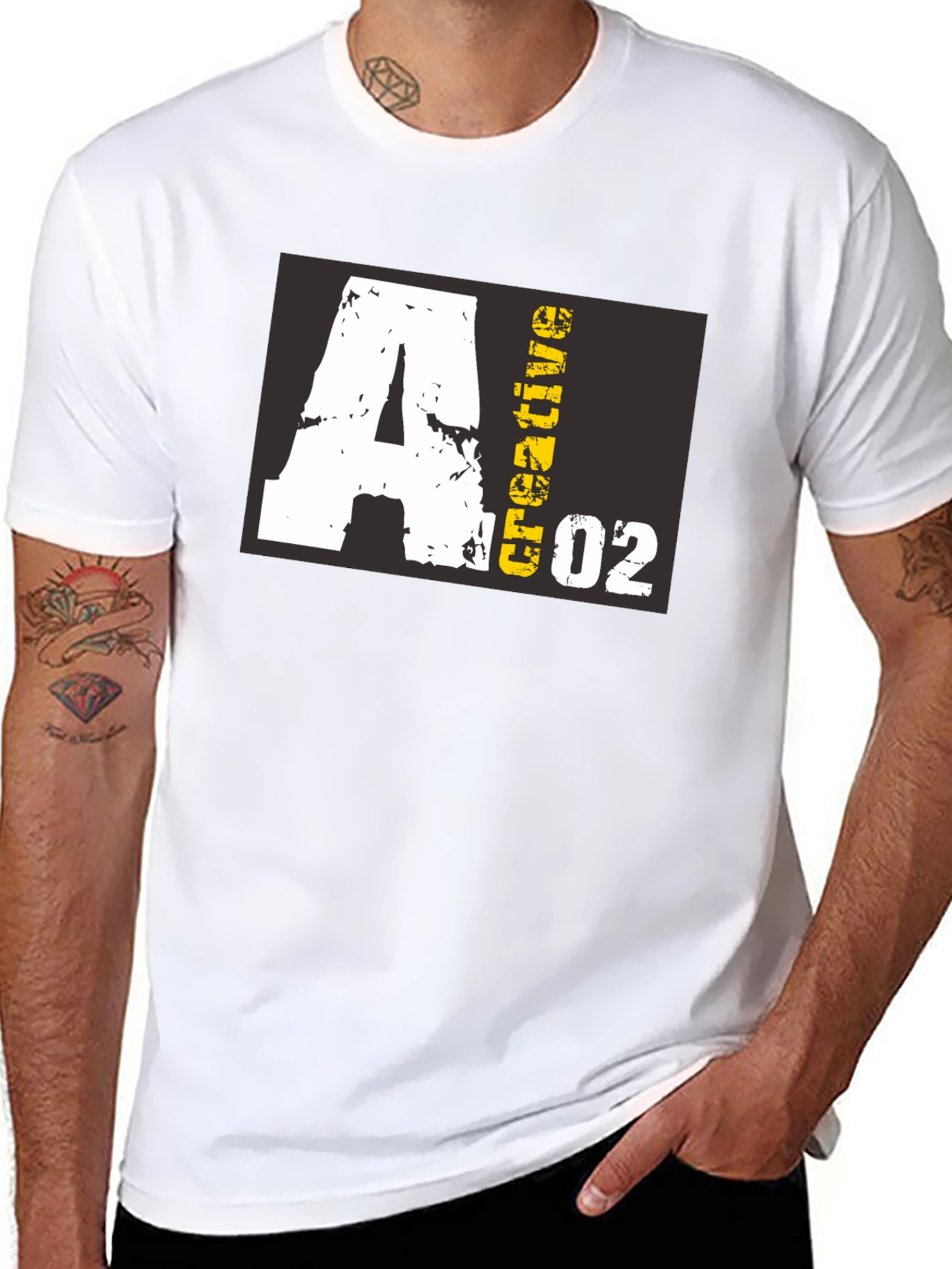 Black Creative Graphic Print Black T-Shirt view 8