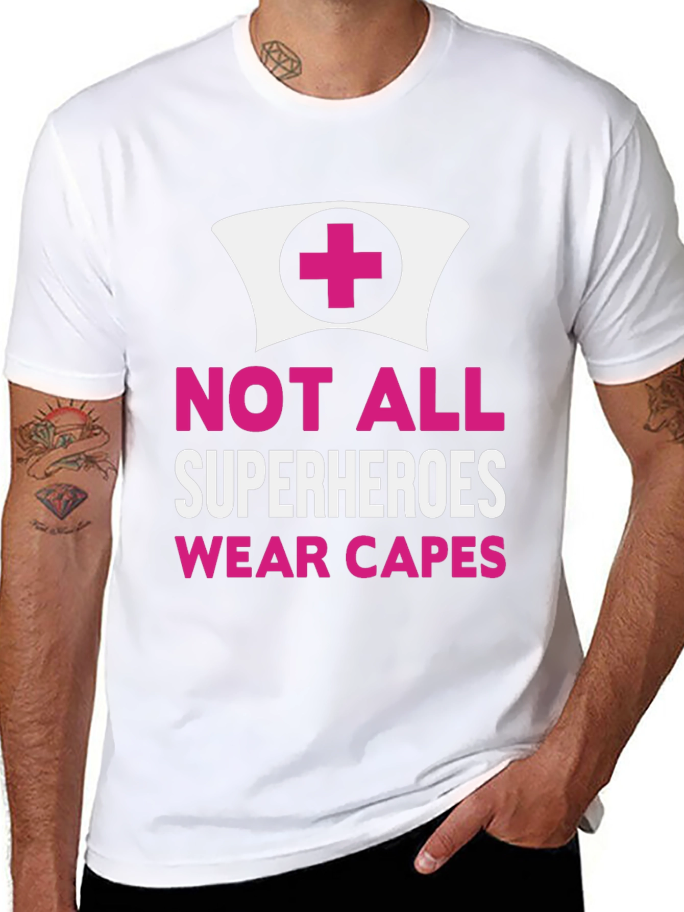 Black Not All Superheroes Wear Capes Nurse T-Shirt view 8