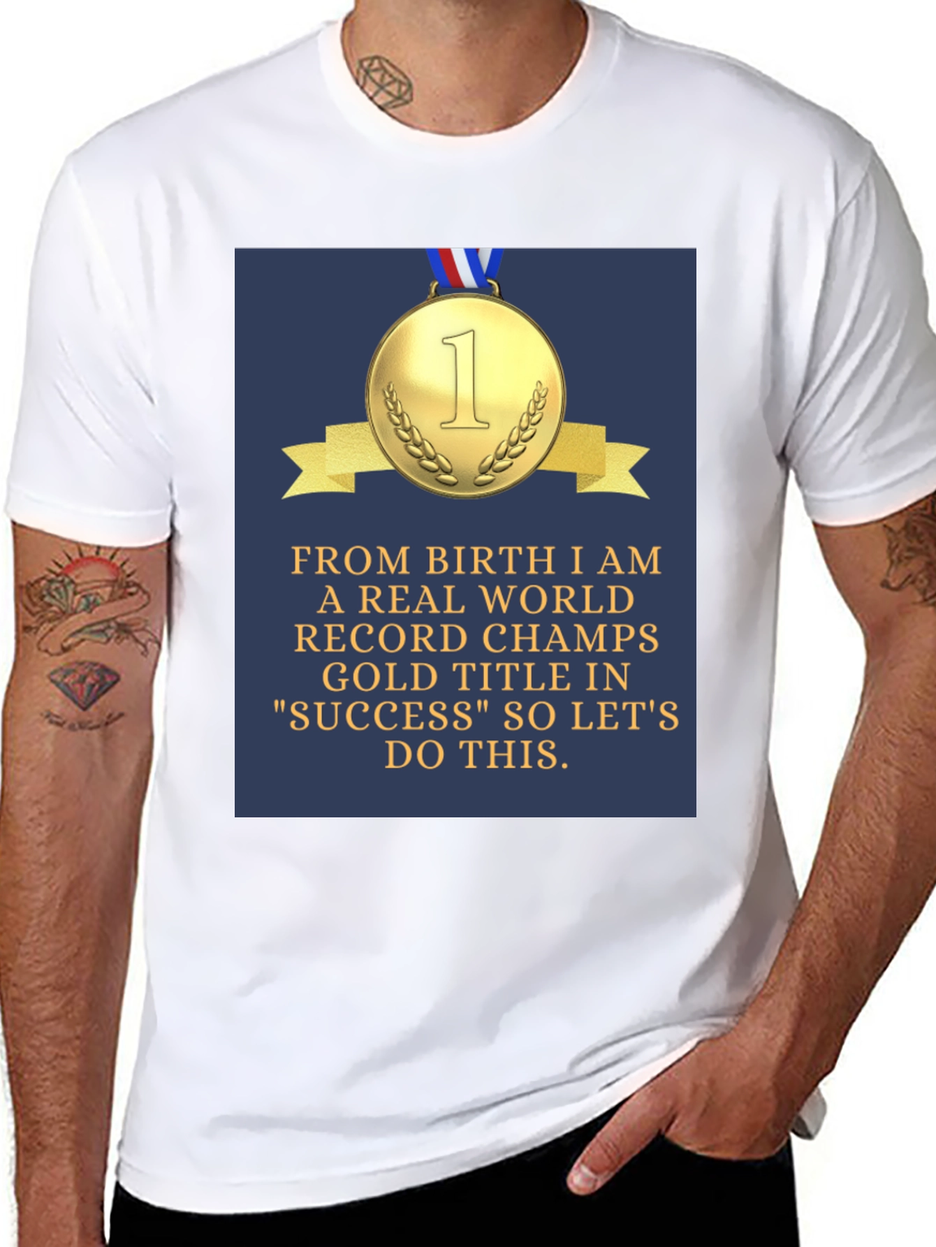 Black Success Champs T-Shirt - Gold Medal Design view 8