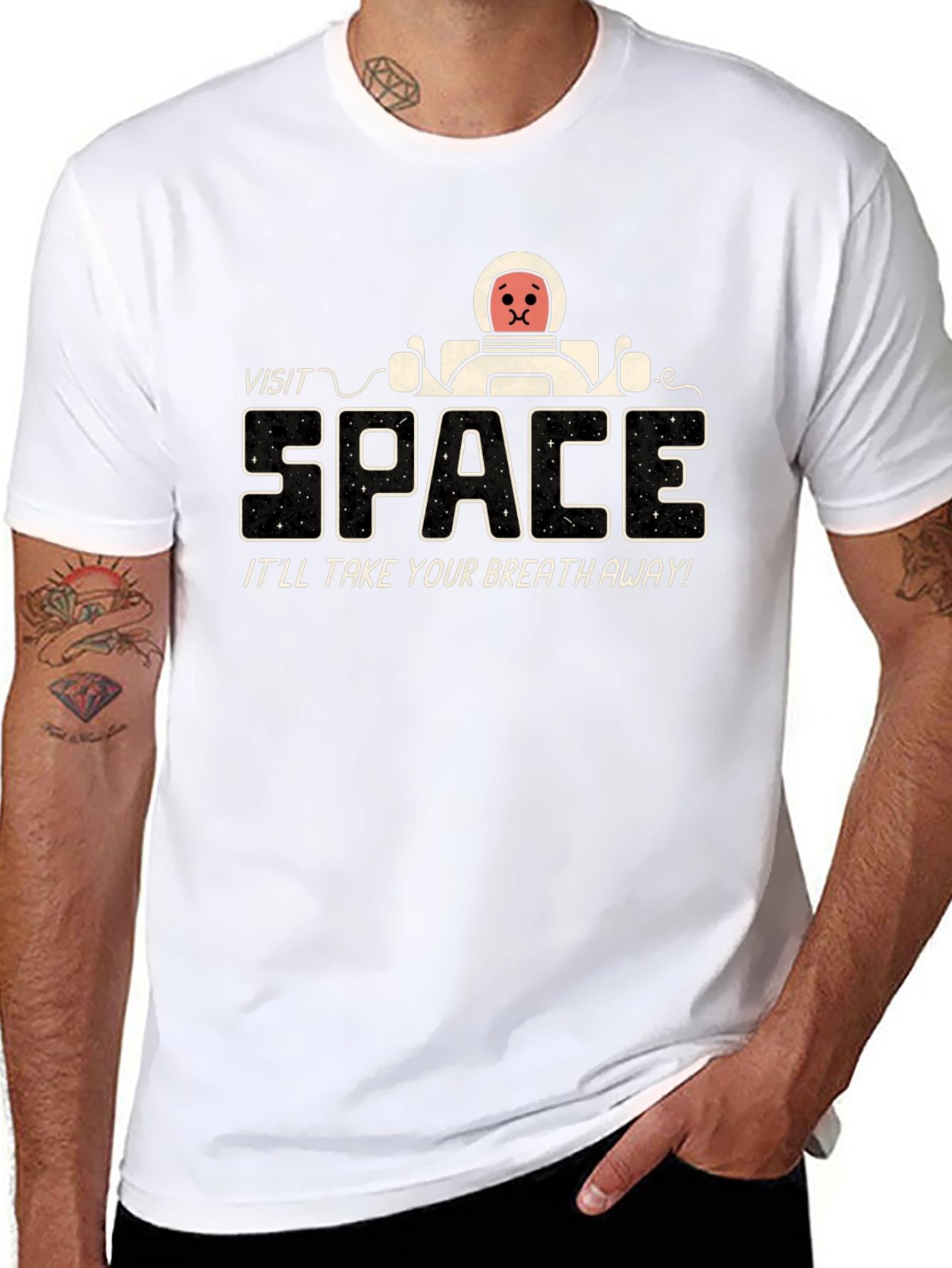 Black Visit Space T-Shirt - It'll Take Your Breath Away! view 8