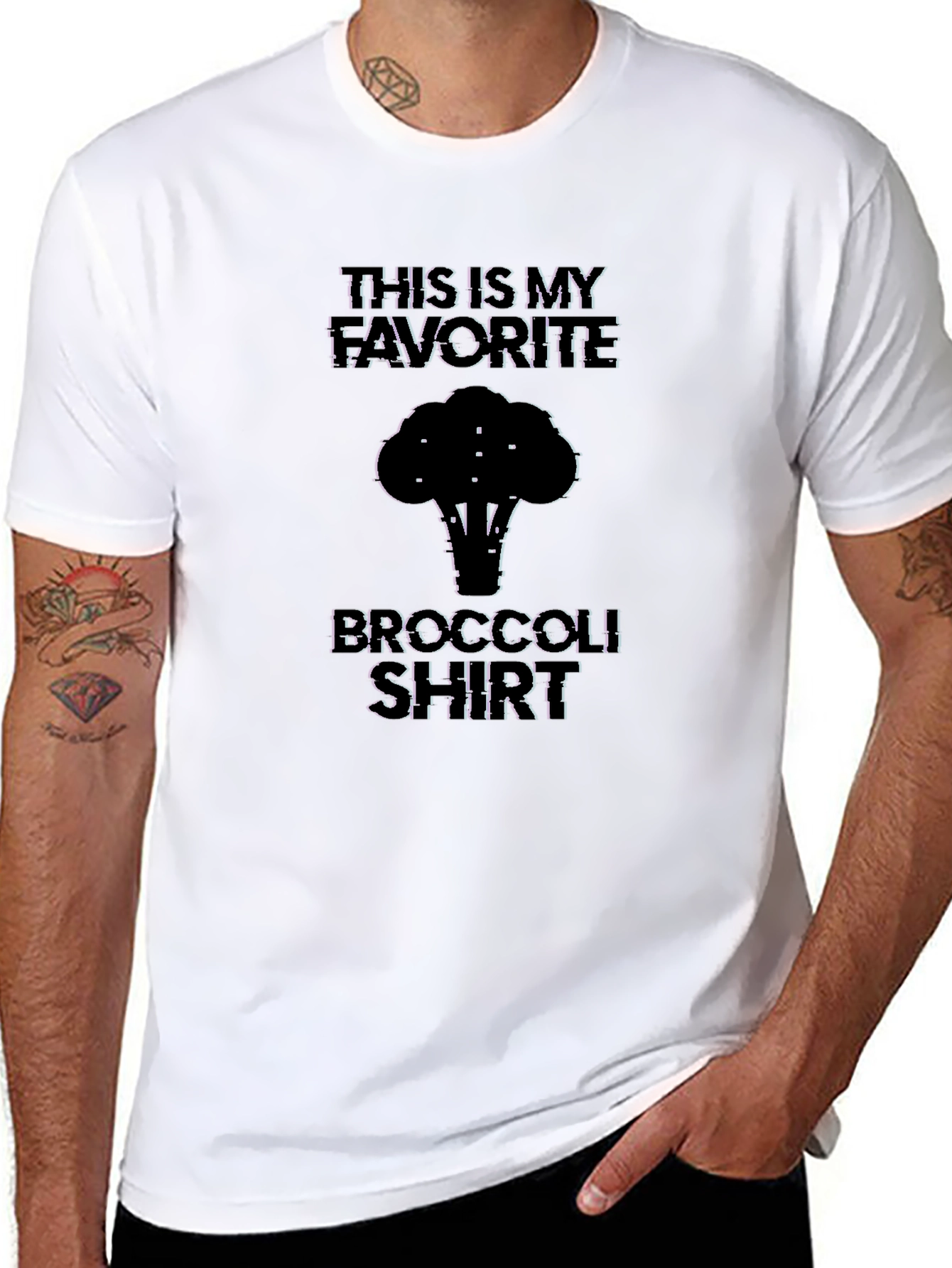 Black Funny Broccoli T-Shirt - My Favorite! view 8