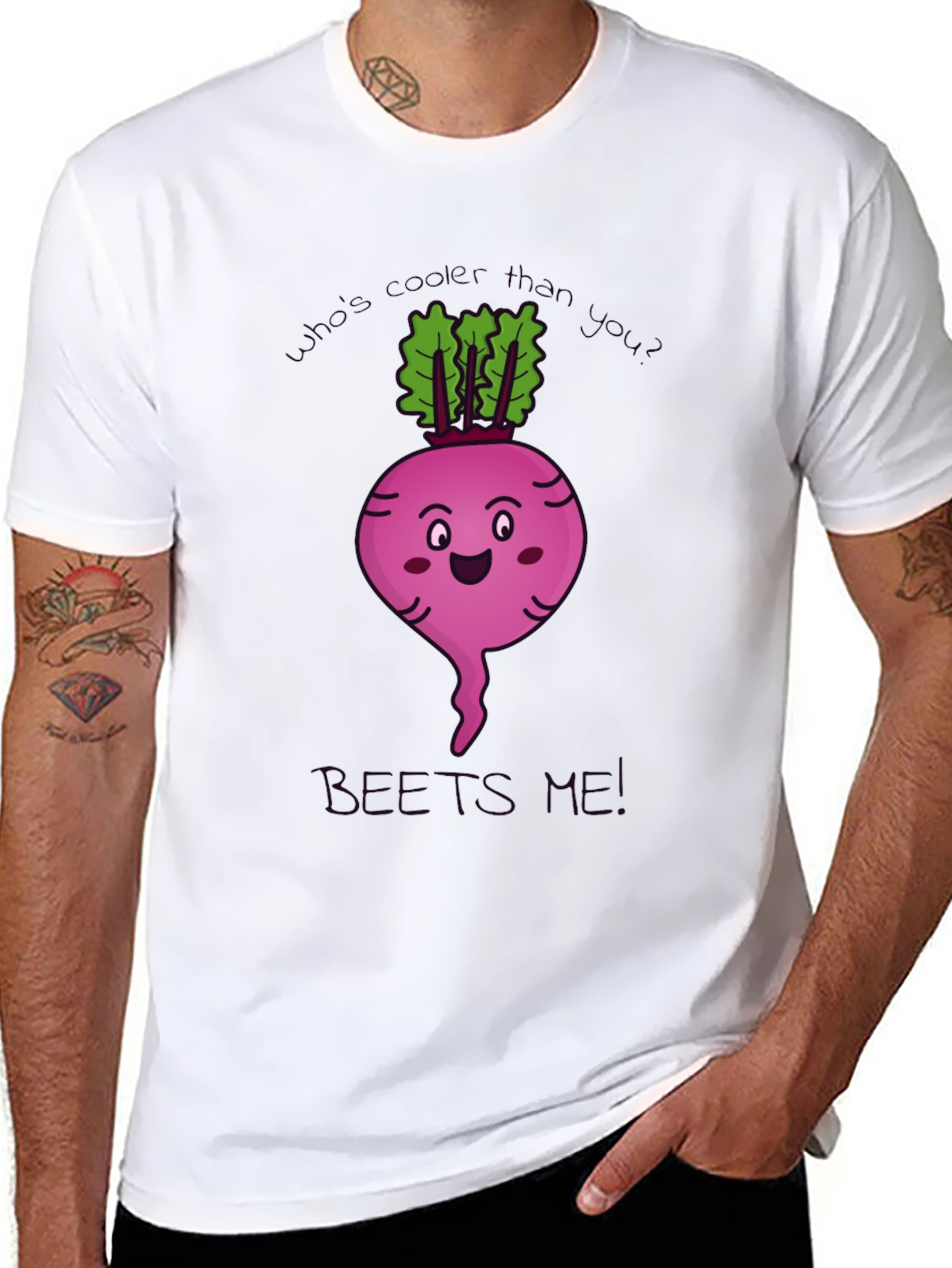 Funny Beetroot Cartoon T-Shirt - What's Cooler Than Beets Me - 8