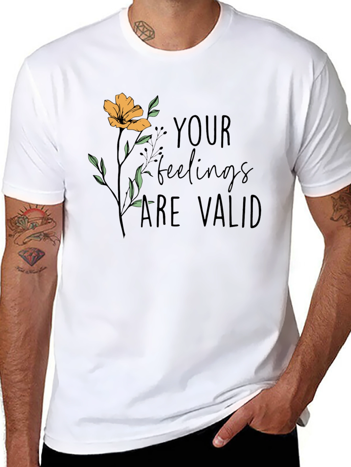 Black Valid Feelings Graphic T-Shirt - Black view 8