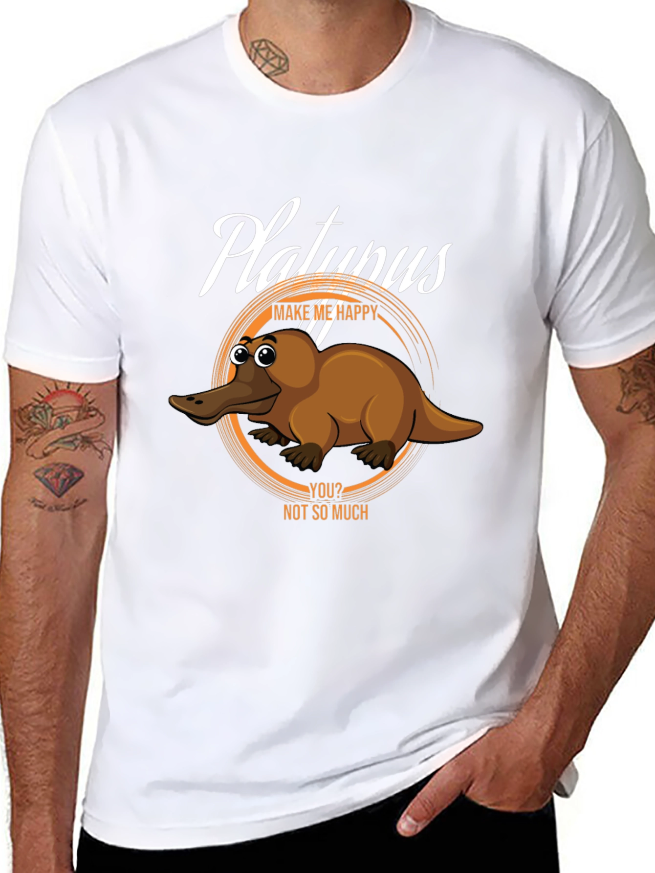 Black Funny Platypus Graphic T-Shirt view 8