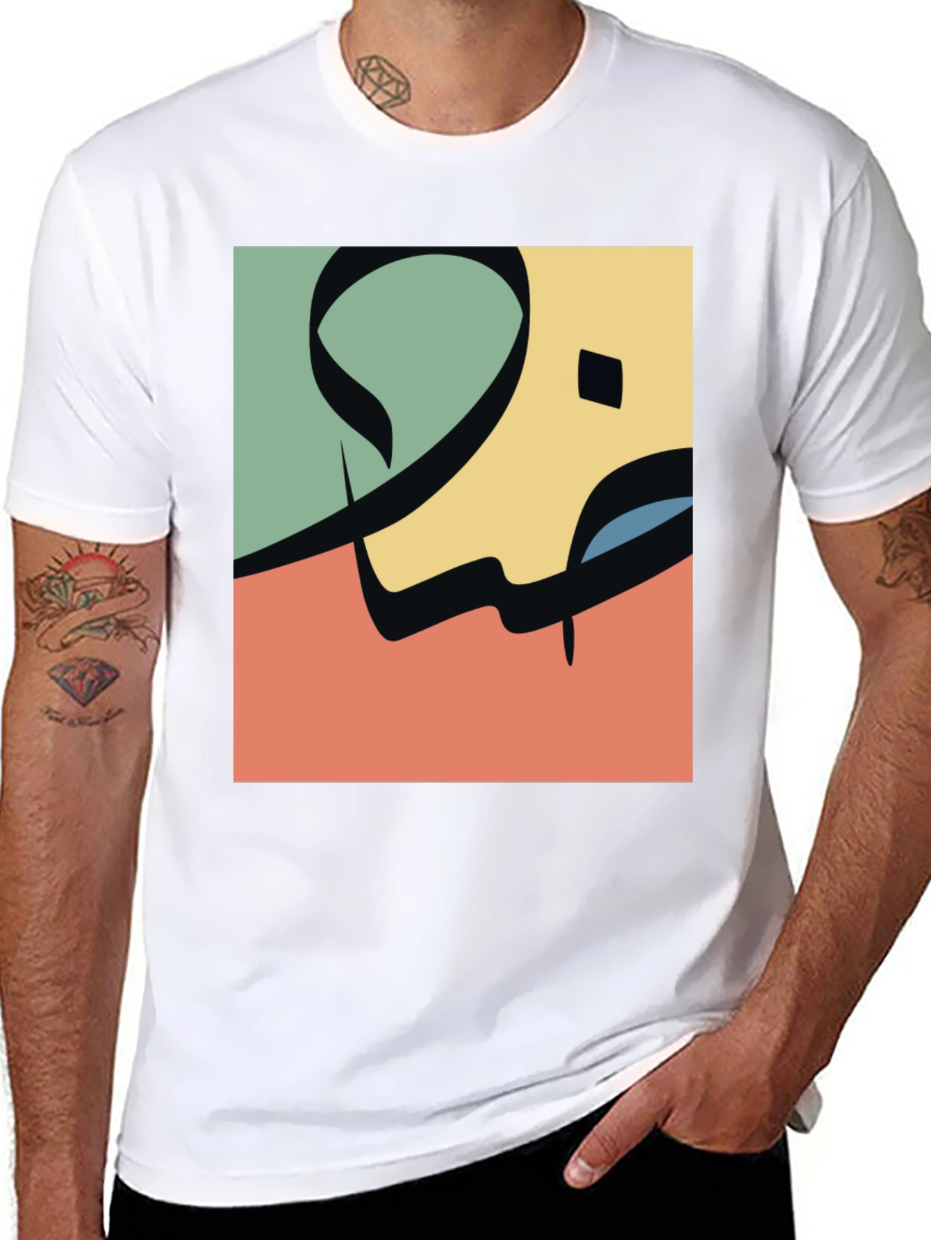 Black Abstract Arabic Calligraphy Design Tee view 8