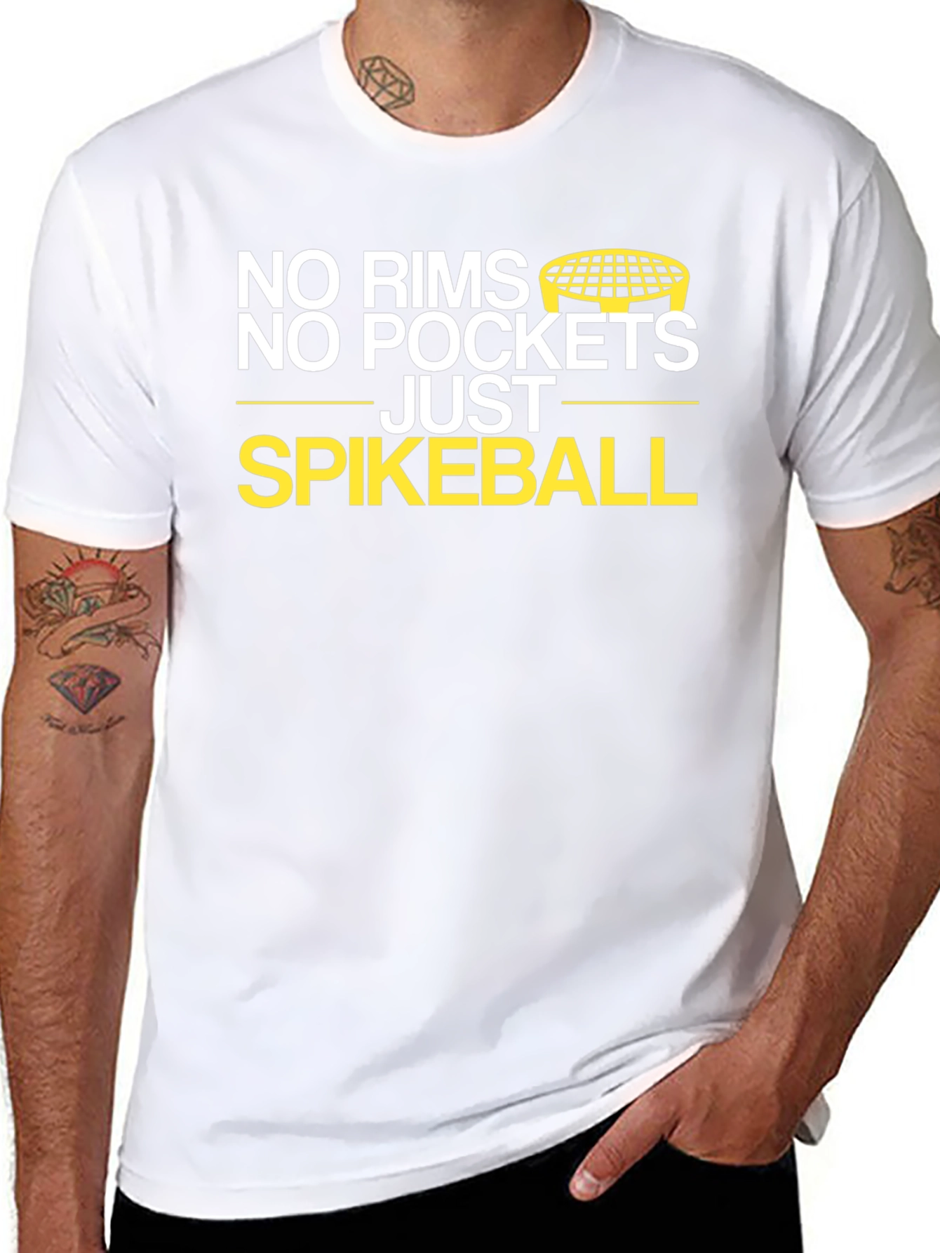 Black No Rims No Pockets Spikeball T-Shirt view 8