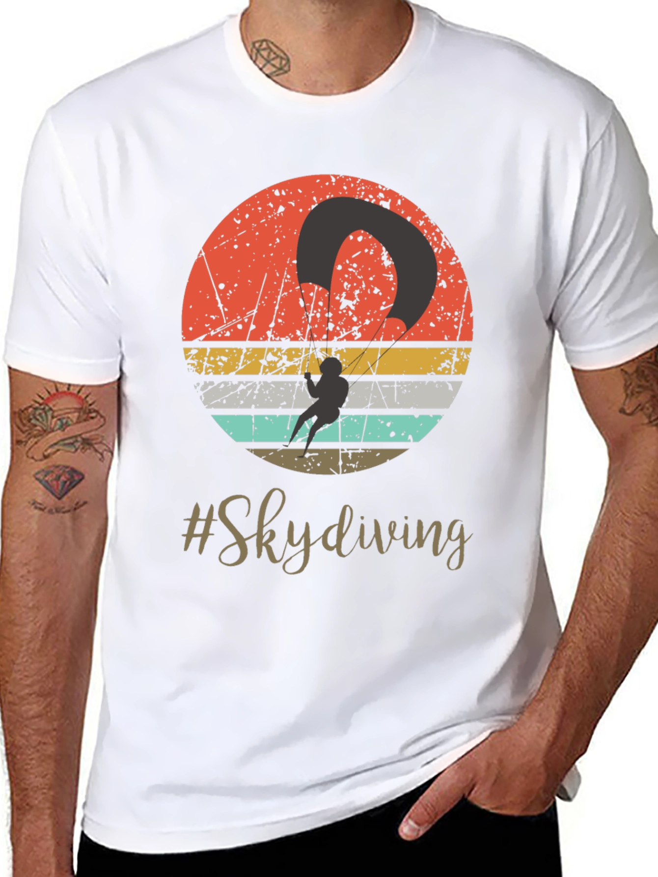 Black Retro Skydiving Graphic Tee view 8