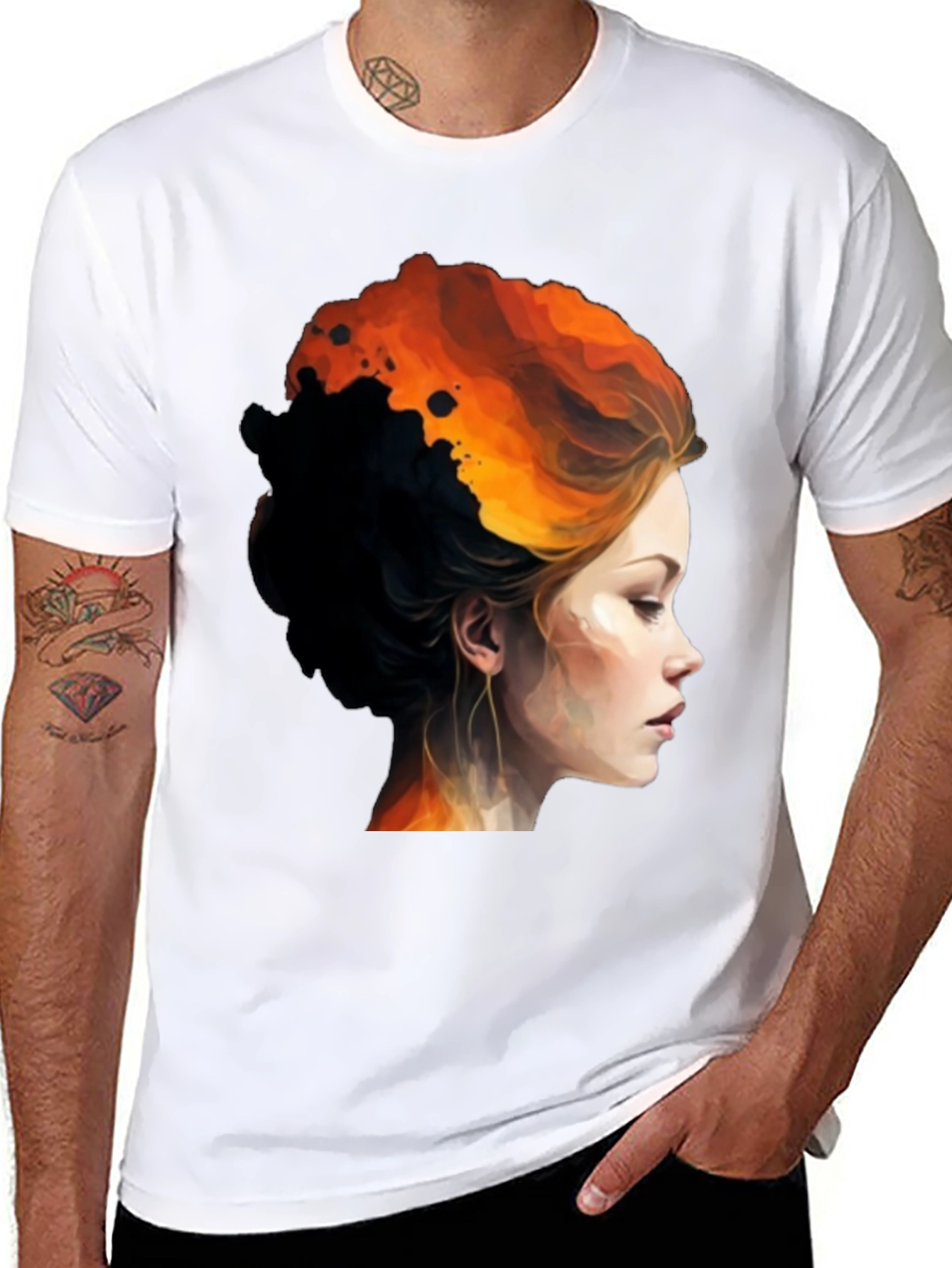 Black Fiery Woman Graphic Tee - Bold Artistic Design view 8