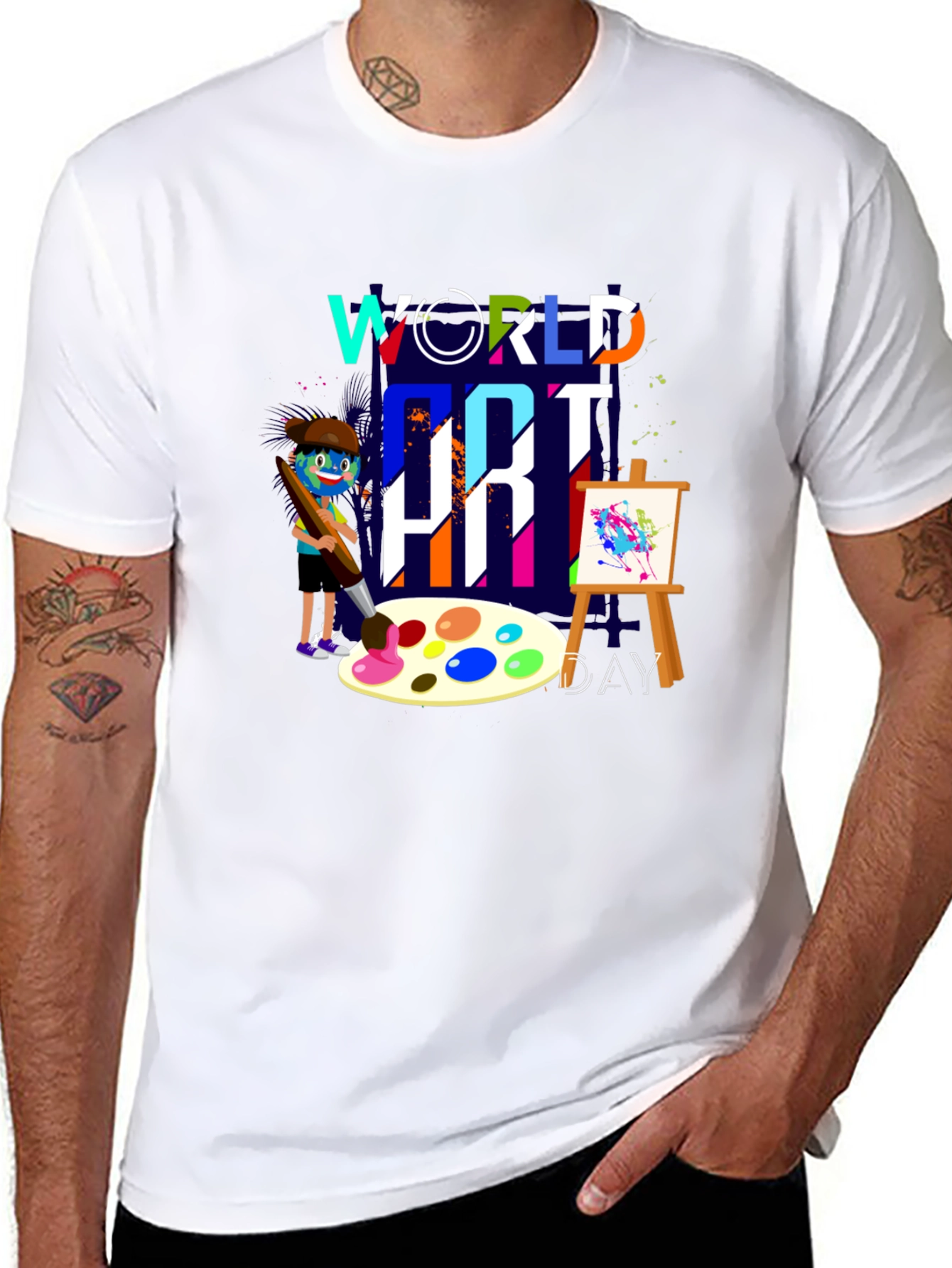 Black World Art Day T-Shirt, Painter Graphic Tee view 8