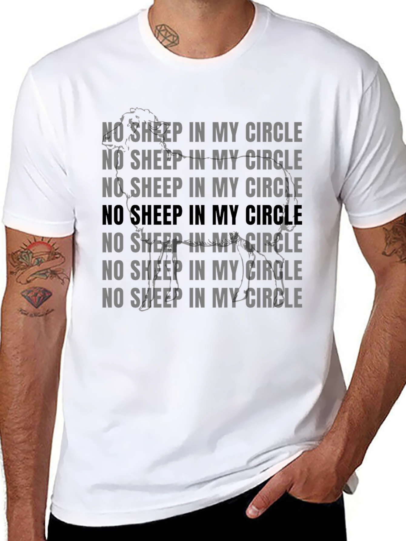 Black No Sheep In My Circle Graphic Tee view 8