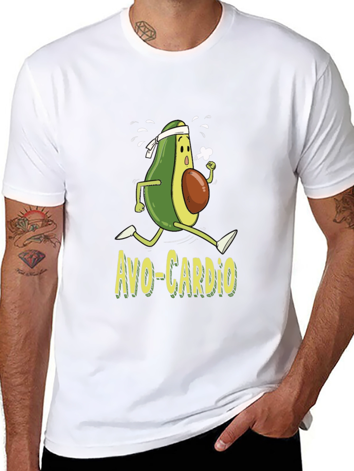 Black Avo-Cardio T-Shirt Funny Avocado Running Workout Tee view 8