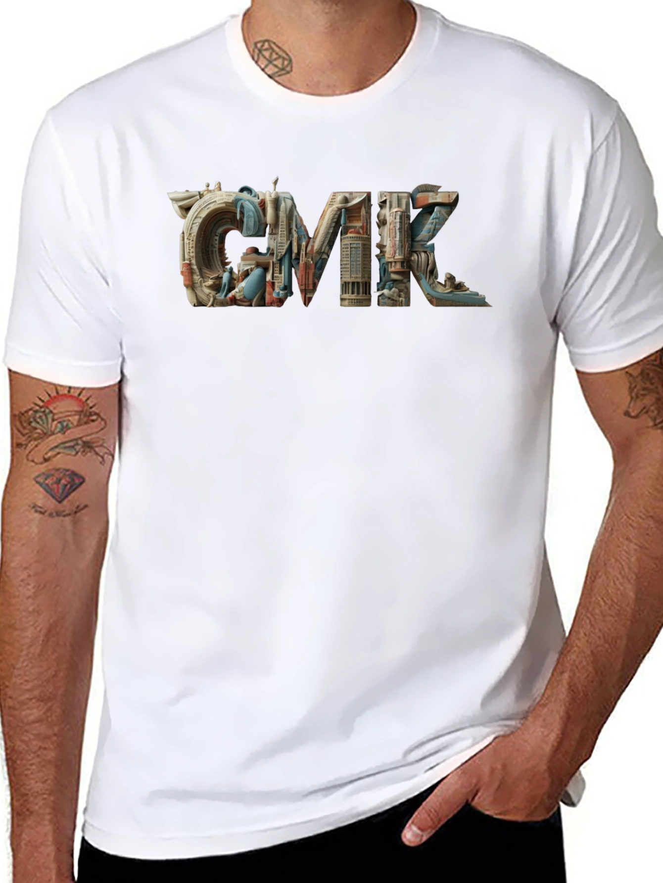 Black Architectural CMK Graphic T-Shirt - Black Cotton Blend view 8