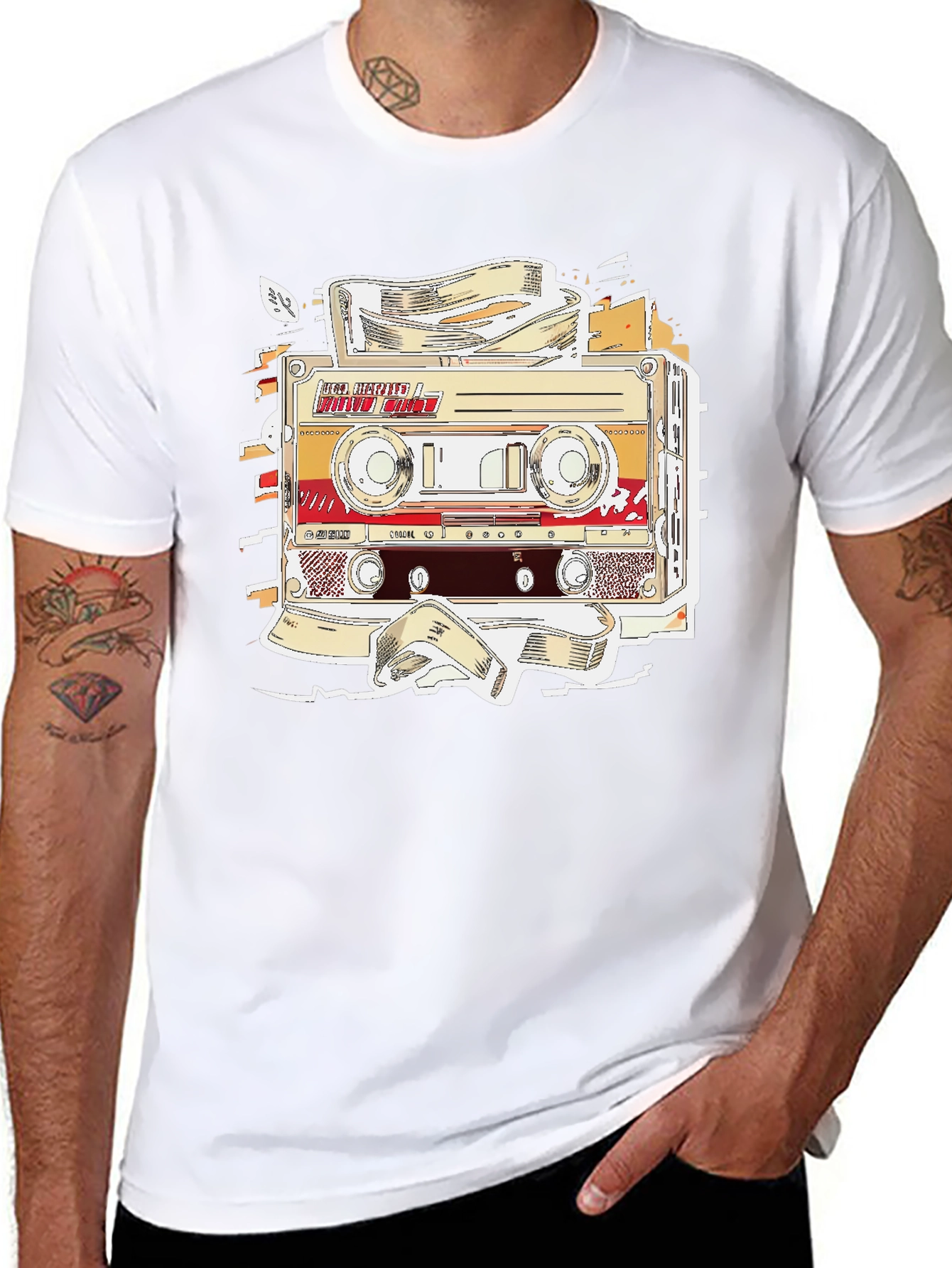 Black Retro Cassette Tape Graphic T-Shirt - Vintage Music Lover Tee view 8