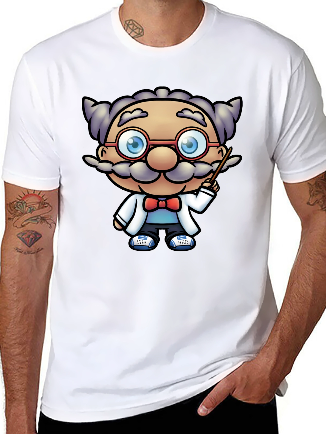 Black Scientist Cartoon Graphic Tee - Black T-Shirt view 8