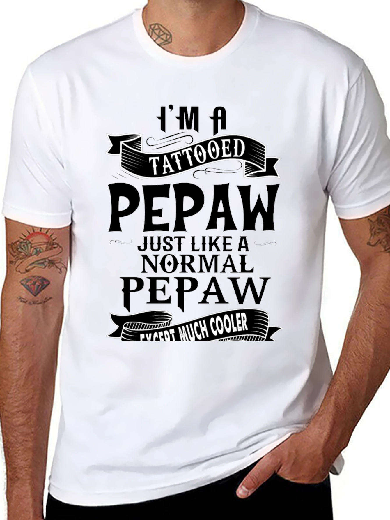 Black Tattooed Pepaw T-Shirt - Cool Grandpa Graphic Tee view 8