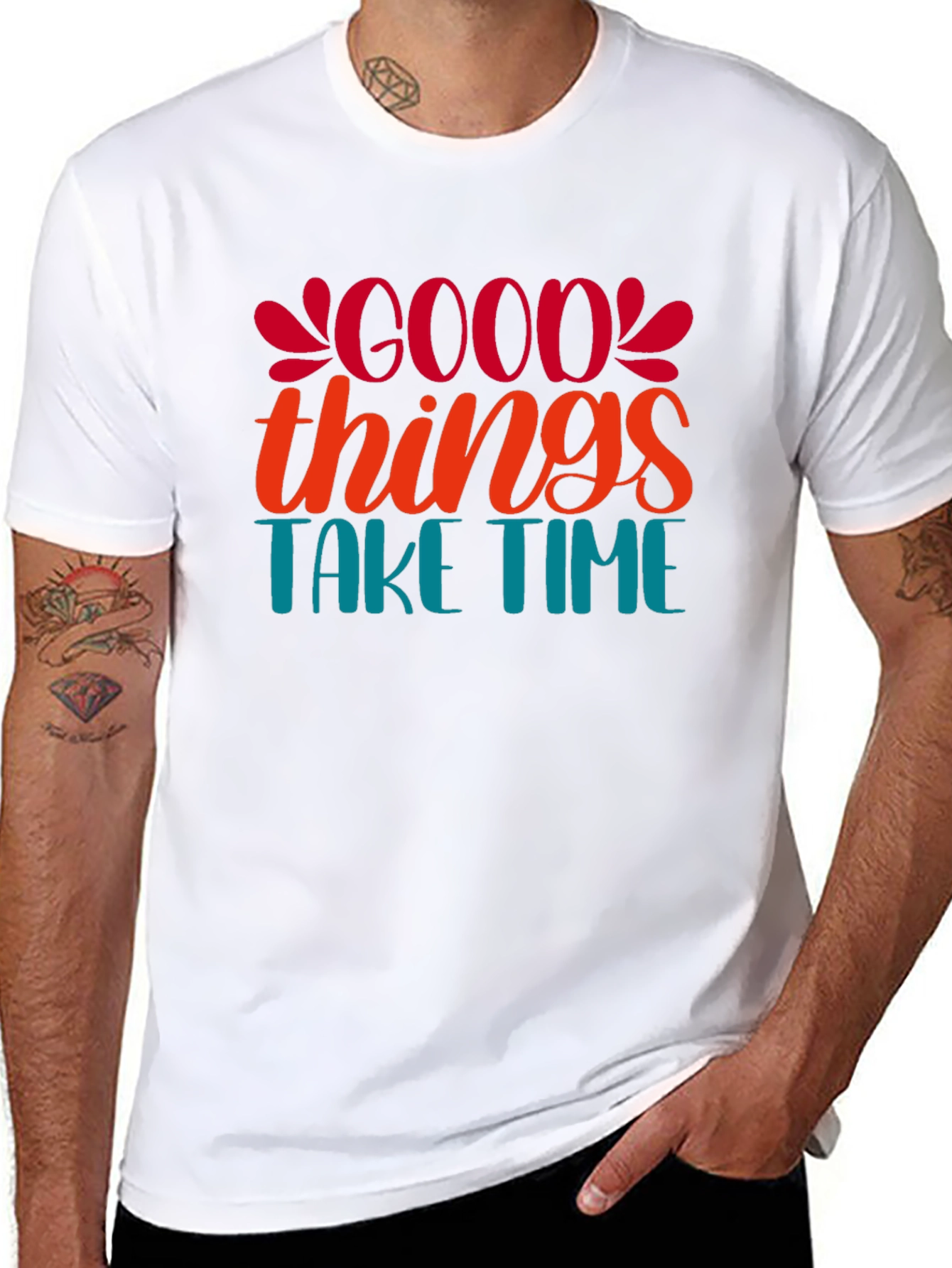 Black Good Things Take Time Black Graphic Tee view 8